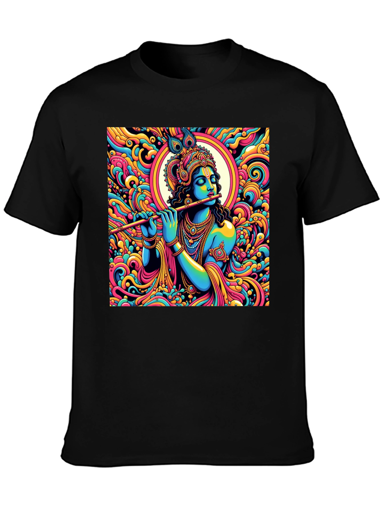 Black Krishna Psychedelic Art T-Shirt view 3