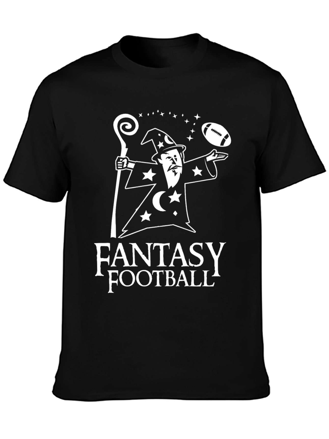 Black Fantasy Football Wizard Graphic T-Shirt - Black view 3