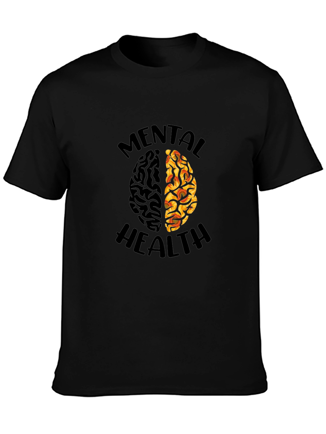 Black Mental Health Brain Graphic T-Shirt view 3
