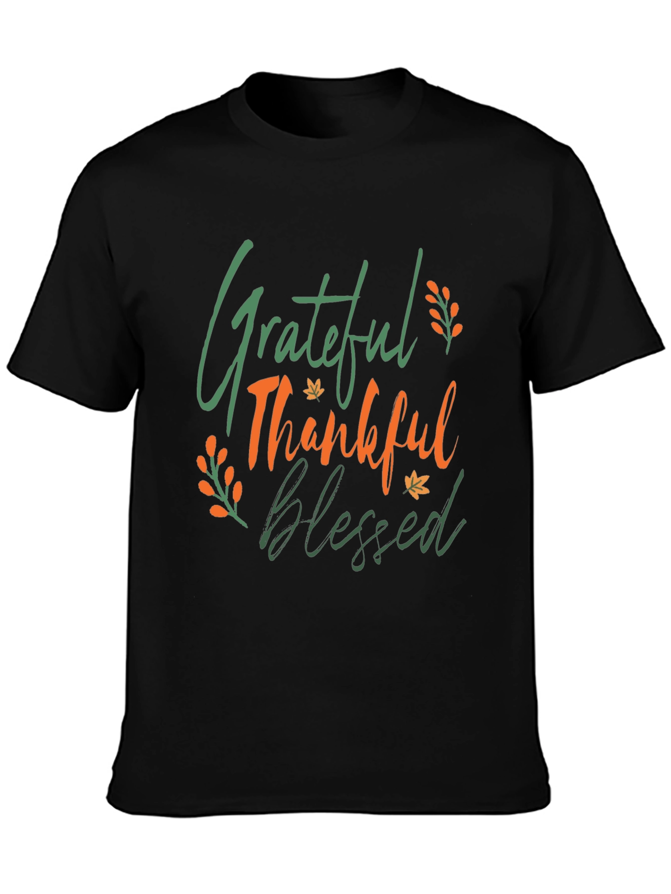 Black Grateful Thankful Blessed Thanksgiving T-Shirt view 3