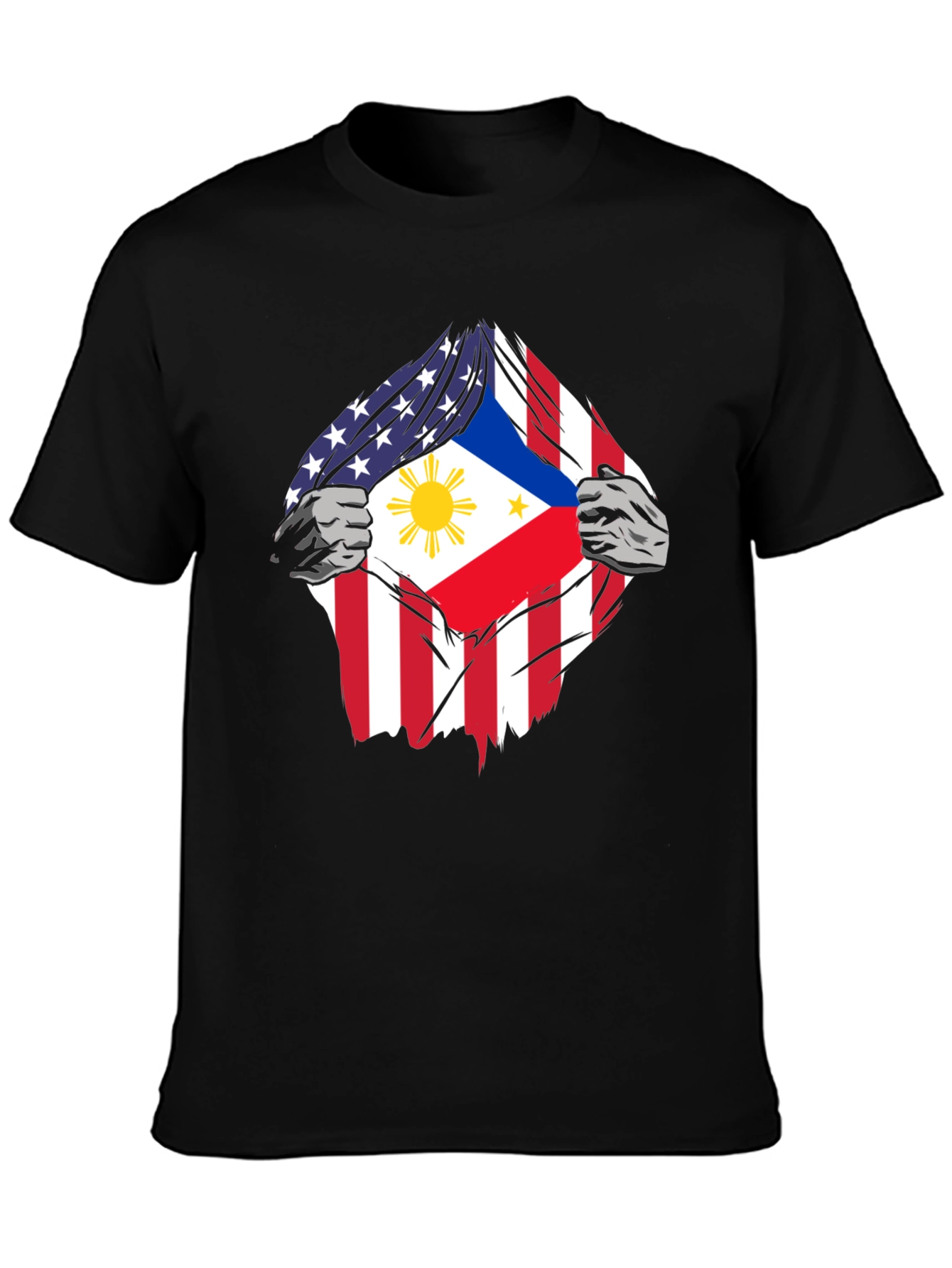 Black USA Philippines Flag Graphic T-Shirt view 3