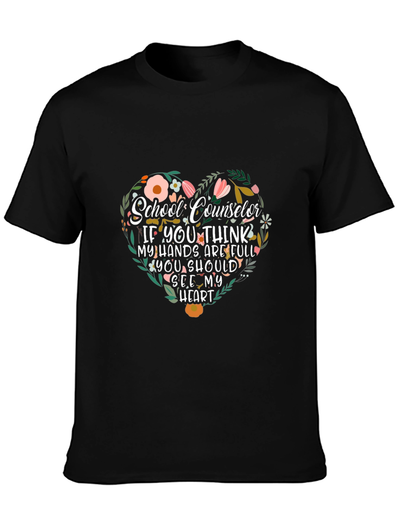 Black School Counselor Heart Graphic T-Shirt view 3