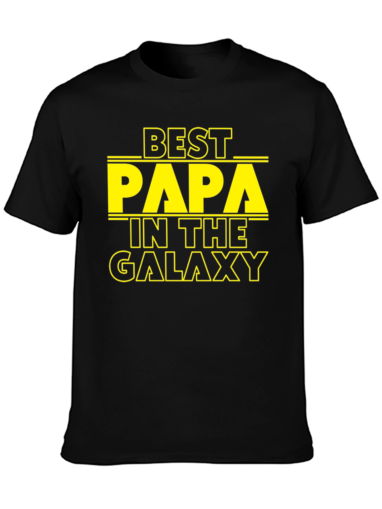 Black Best Papa in the Galaxy Black T-Shirt view 3