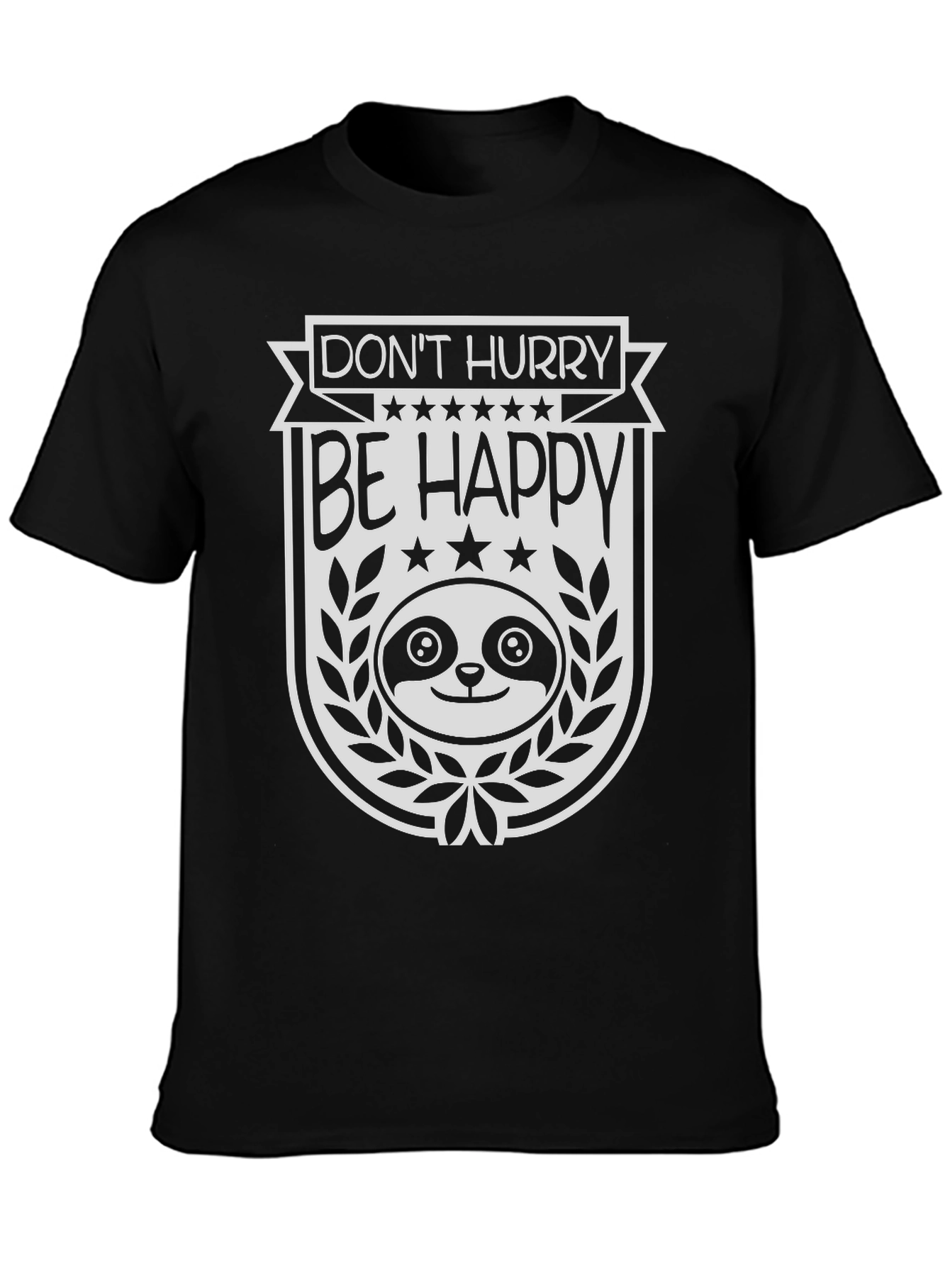 Black Don't Hurry Be Happy Sloth Graphic Tee view 3