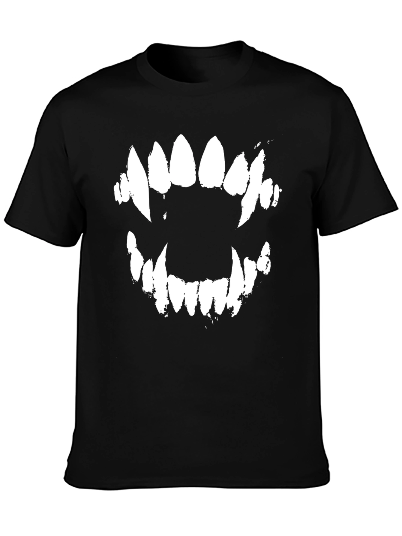 Black Monster Teeth Graphic Tee - Black Cotton Blend Shirt view 3