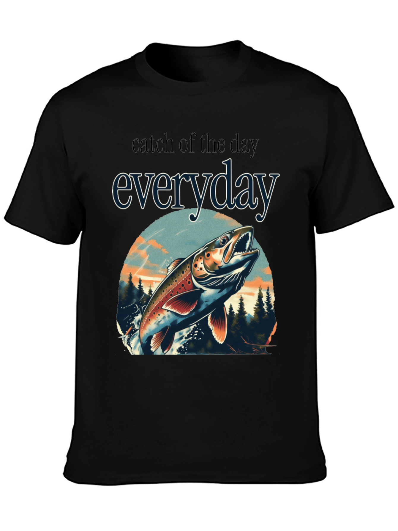 Black Catch of the Day Everyday Fishing T-Shirt view 3