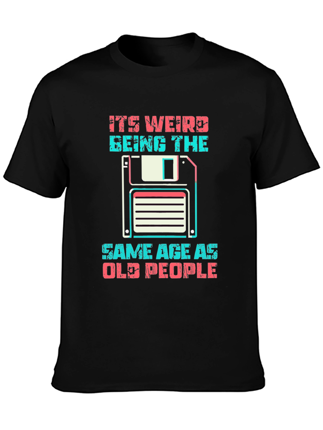 Black Retro "Old People" Graphic T-Shirt view 3