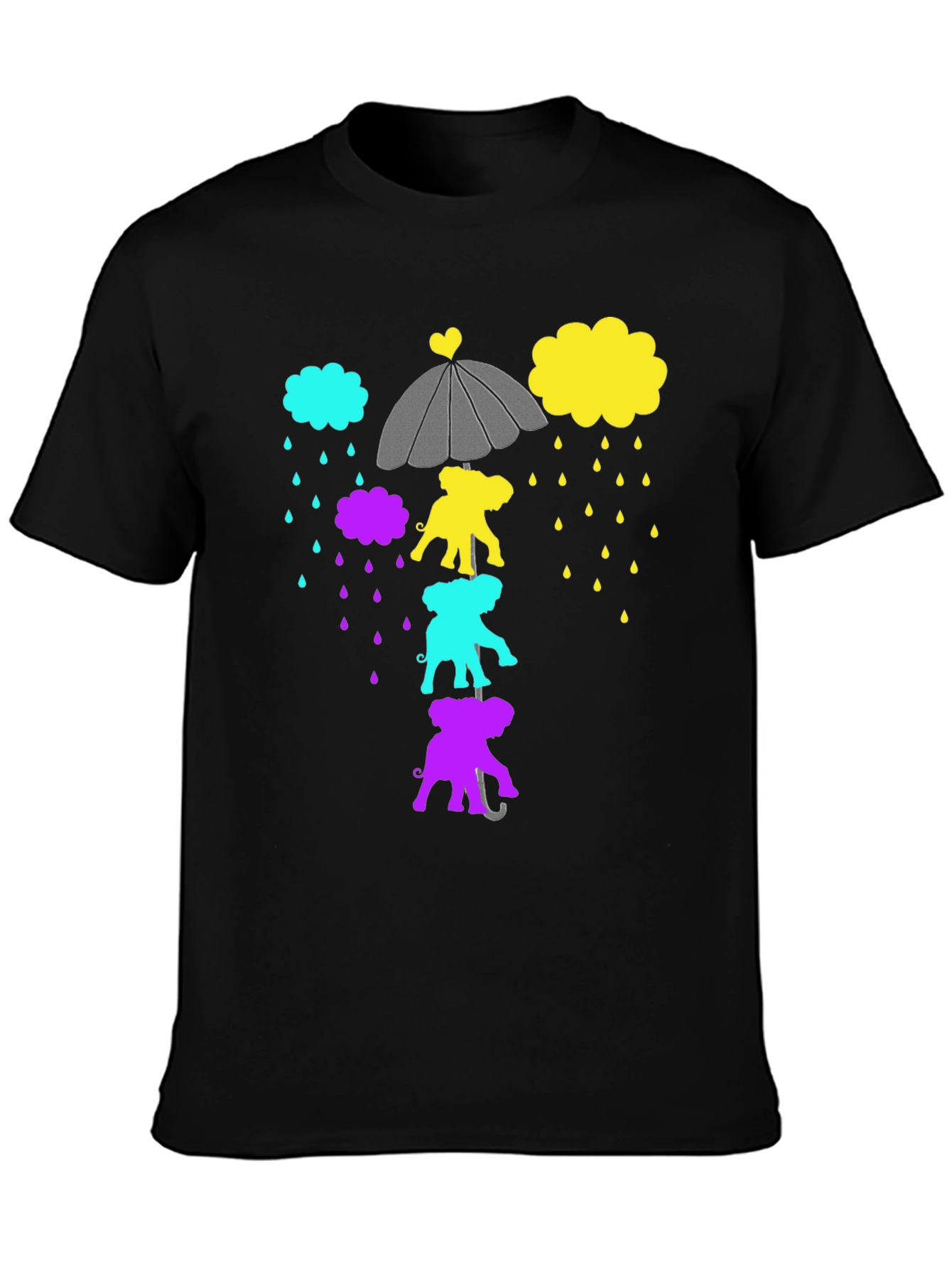 Black Elephant Rain Black Graphic Tee view 3
