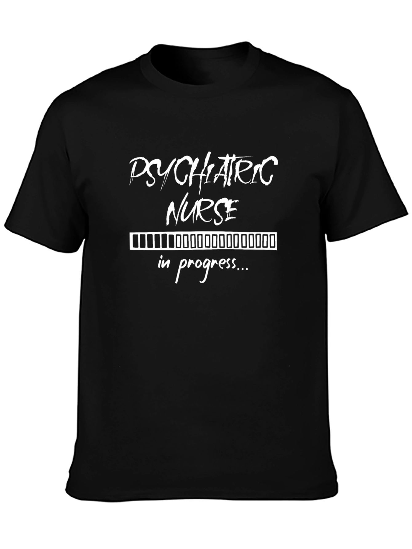 Black Psychiatric Nurse in Progress T-Shirt - Black Cotton Tee view 3