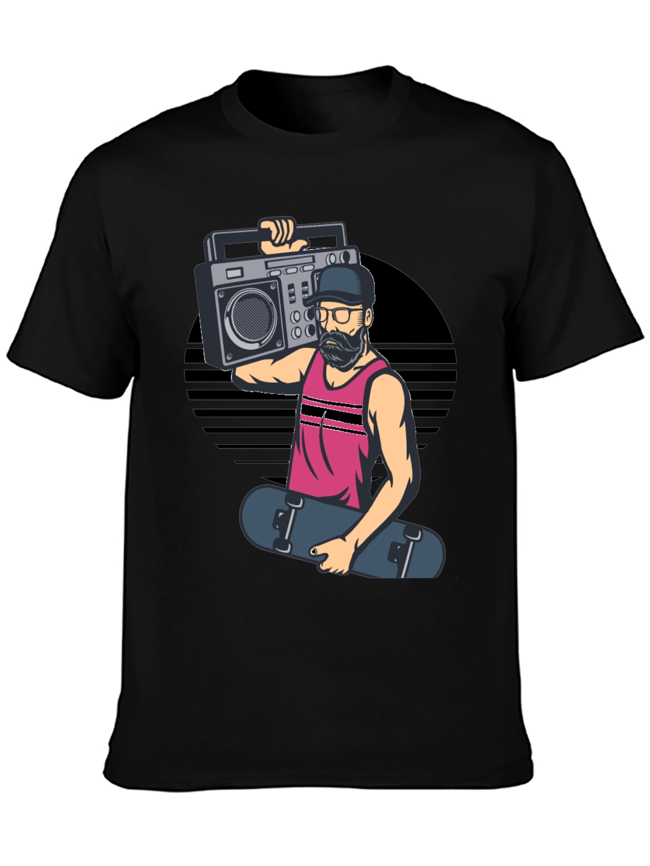 Black Retro Boombox Skater Graphic Tee view 3