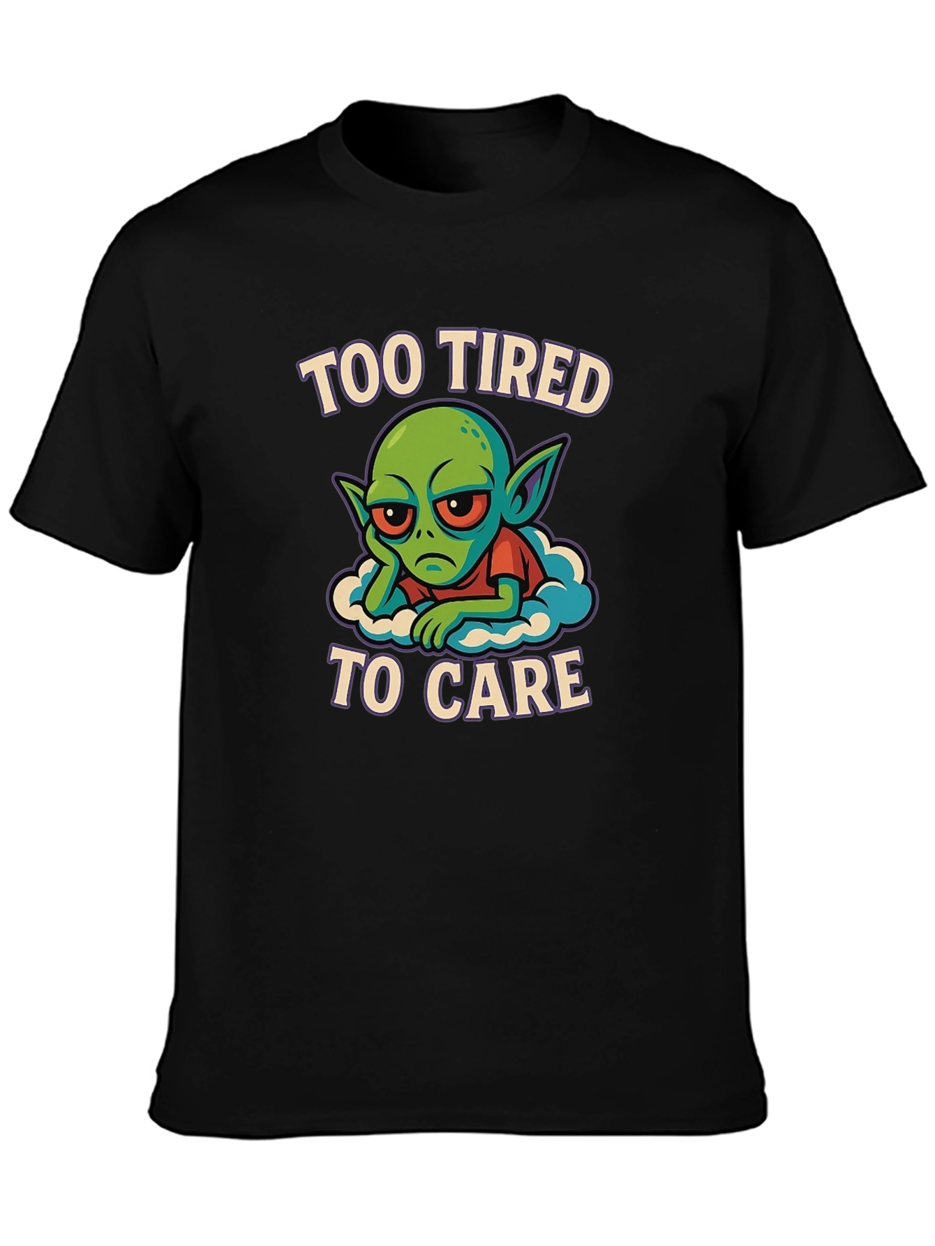 Black Too Tired to Care Graphic Tee view 3