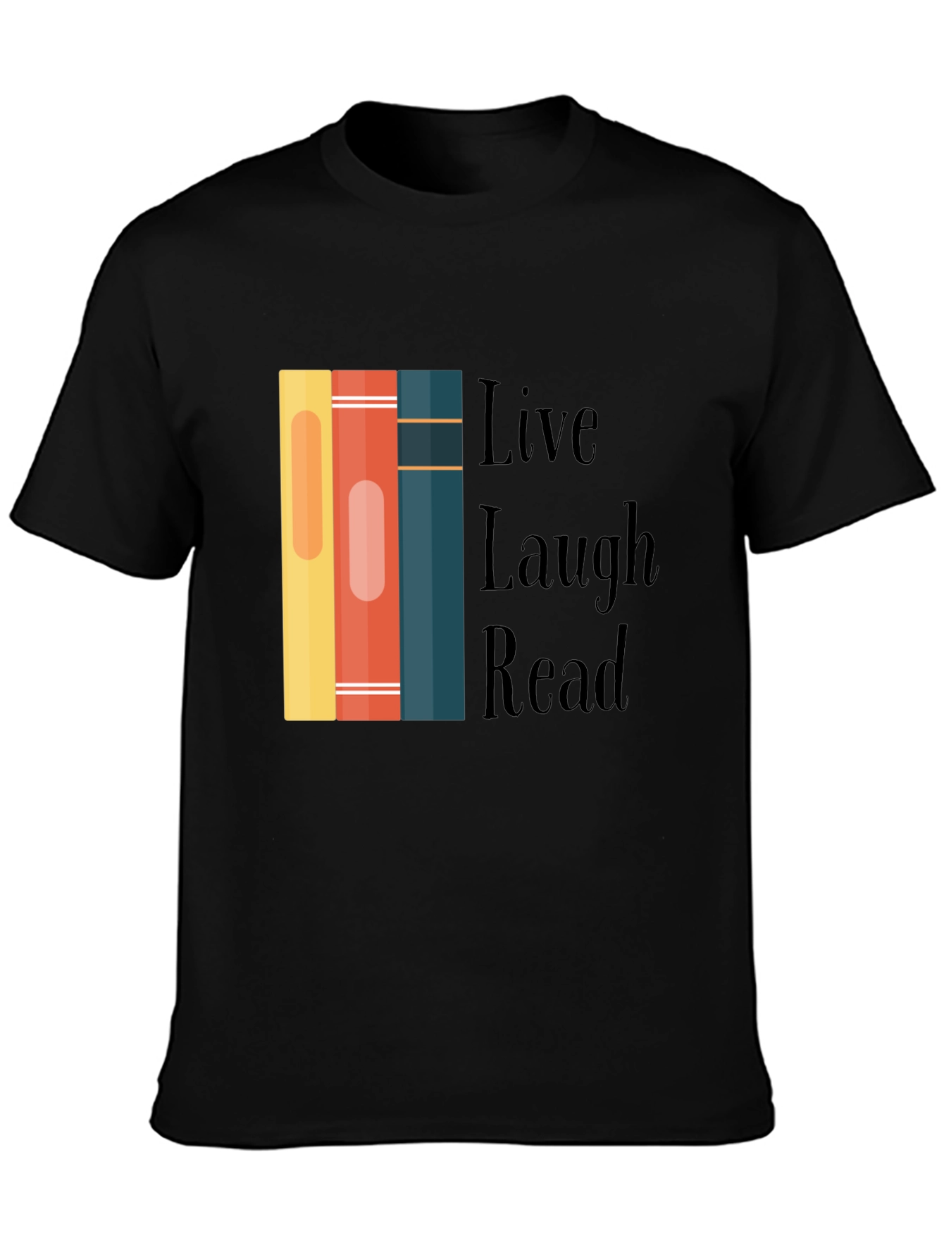 Black Live Laugh Read Bookworm Graphic Tee view 3