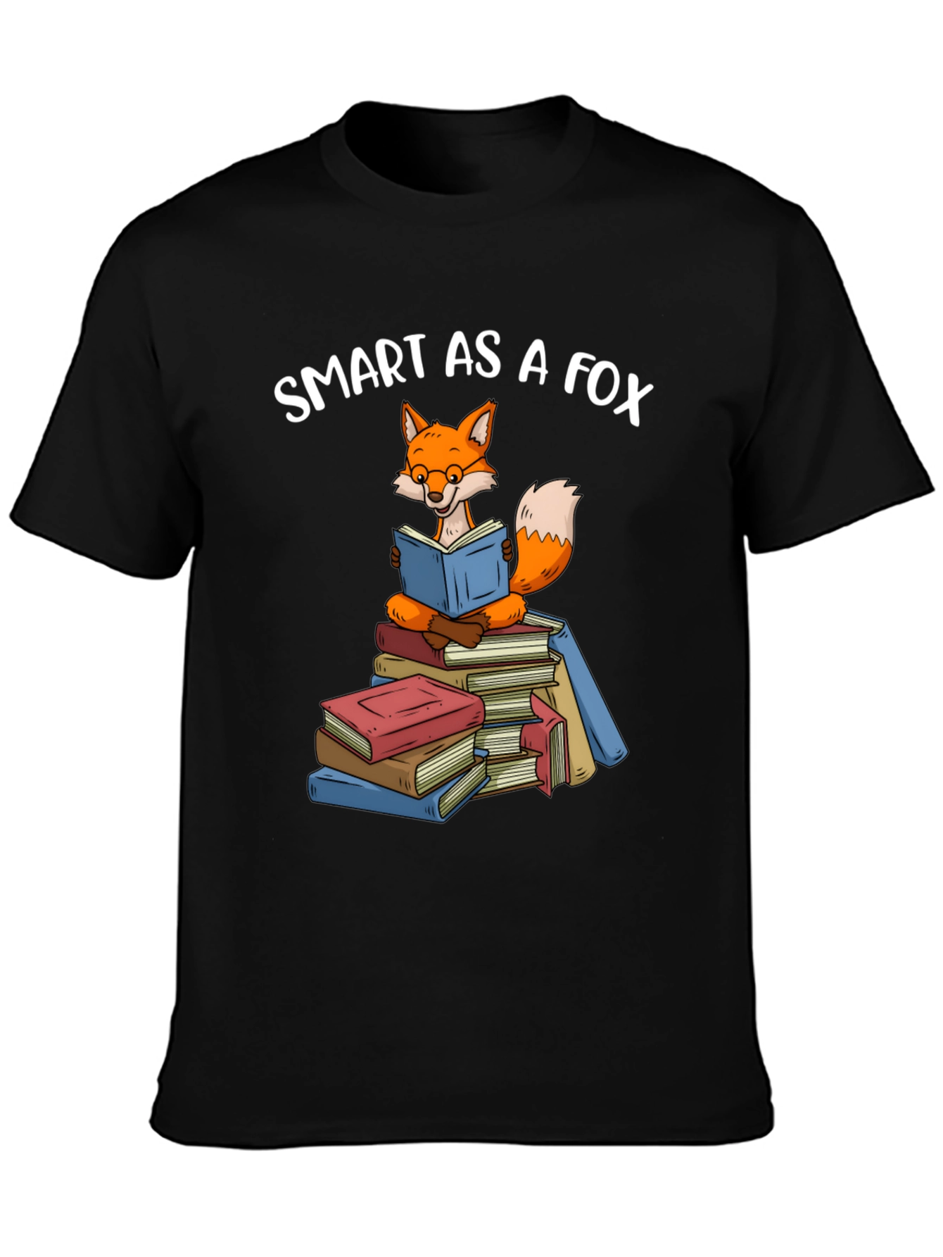 Black Smart Fox Reader T-Shirt - Book Lover Apparel view 3