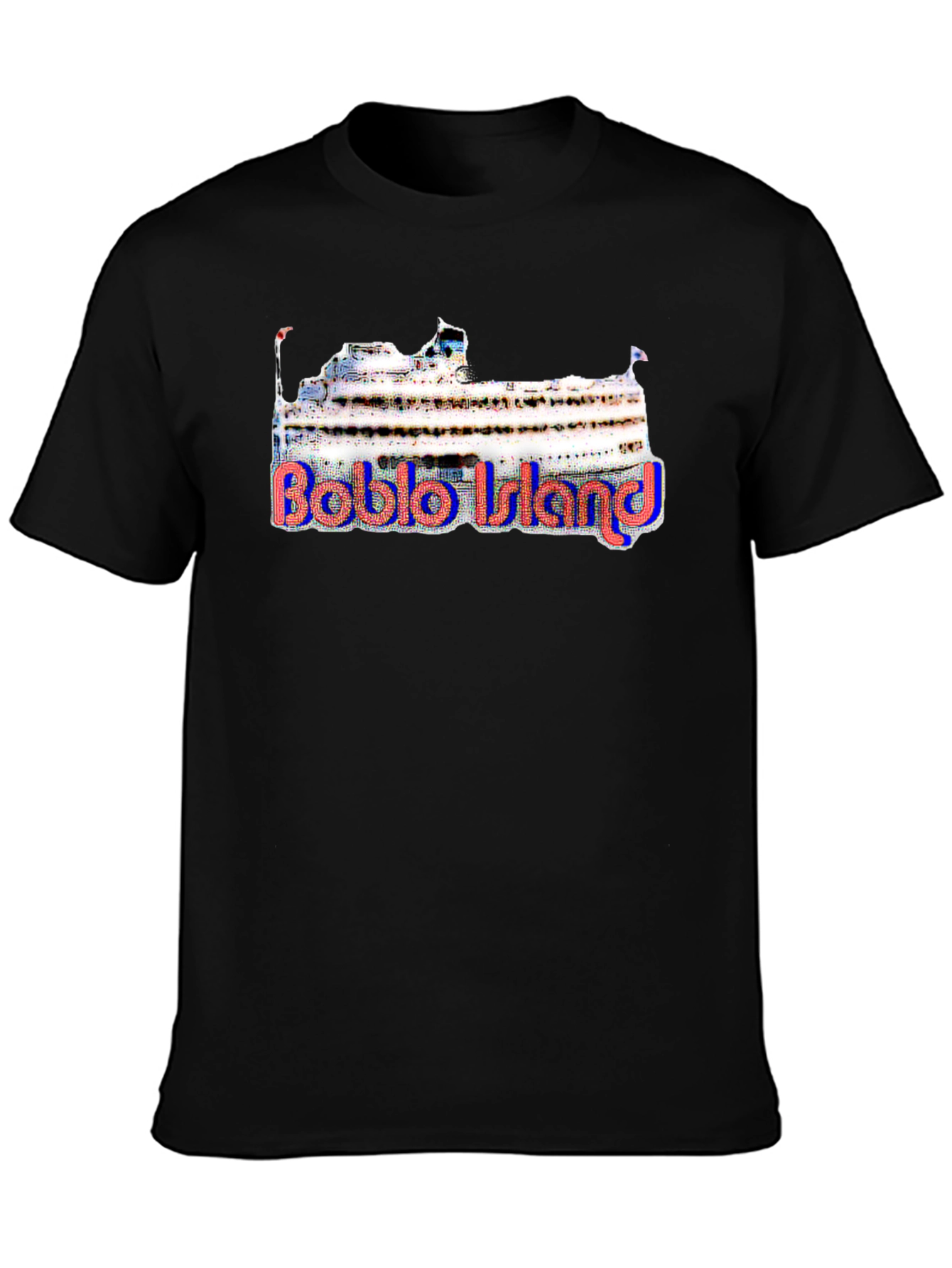 Black Boblo Island Cruise Ship T-Shirt view 3