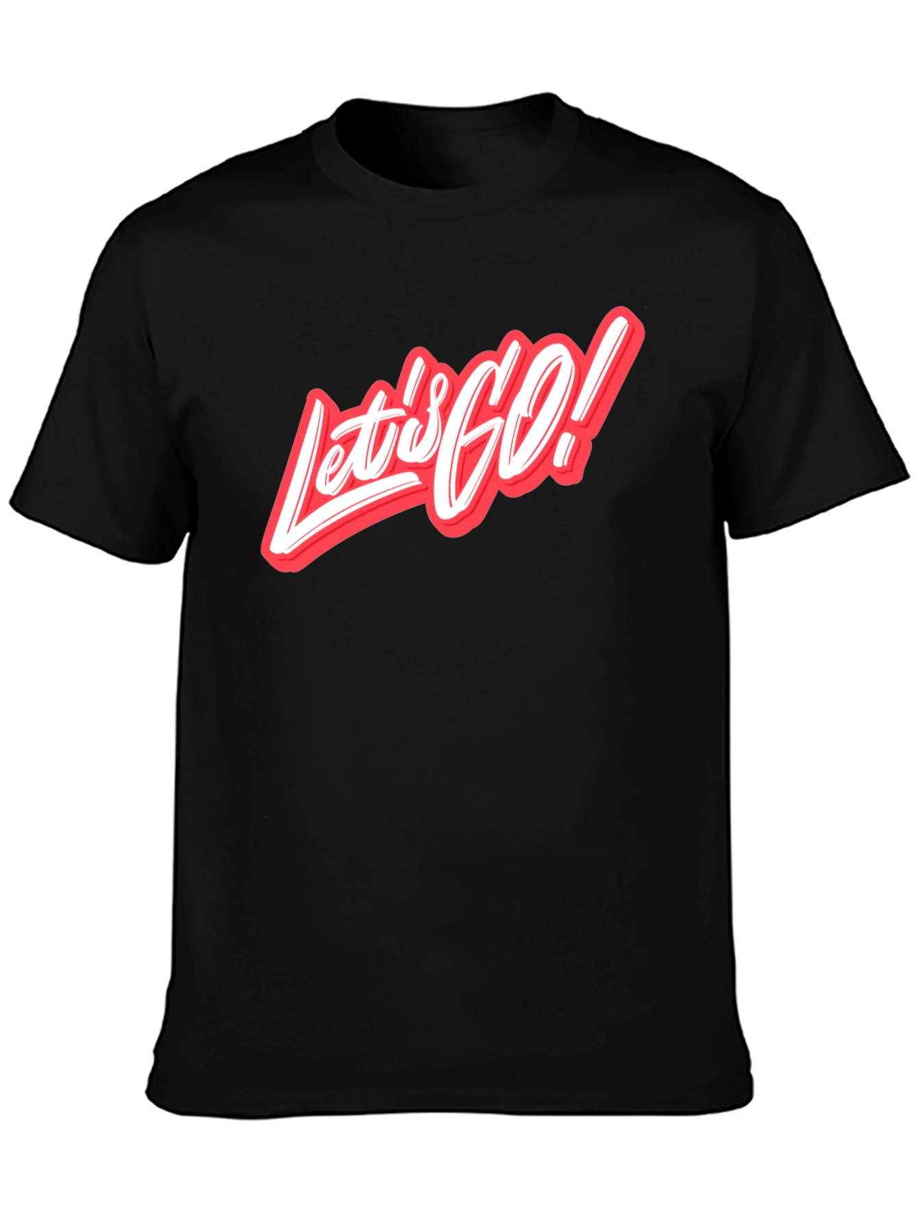 Black Let's Go Graphic Tee - Stylish Crew Neck T-Shirt view 3