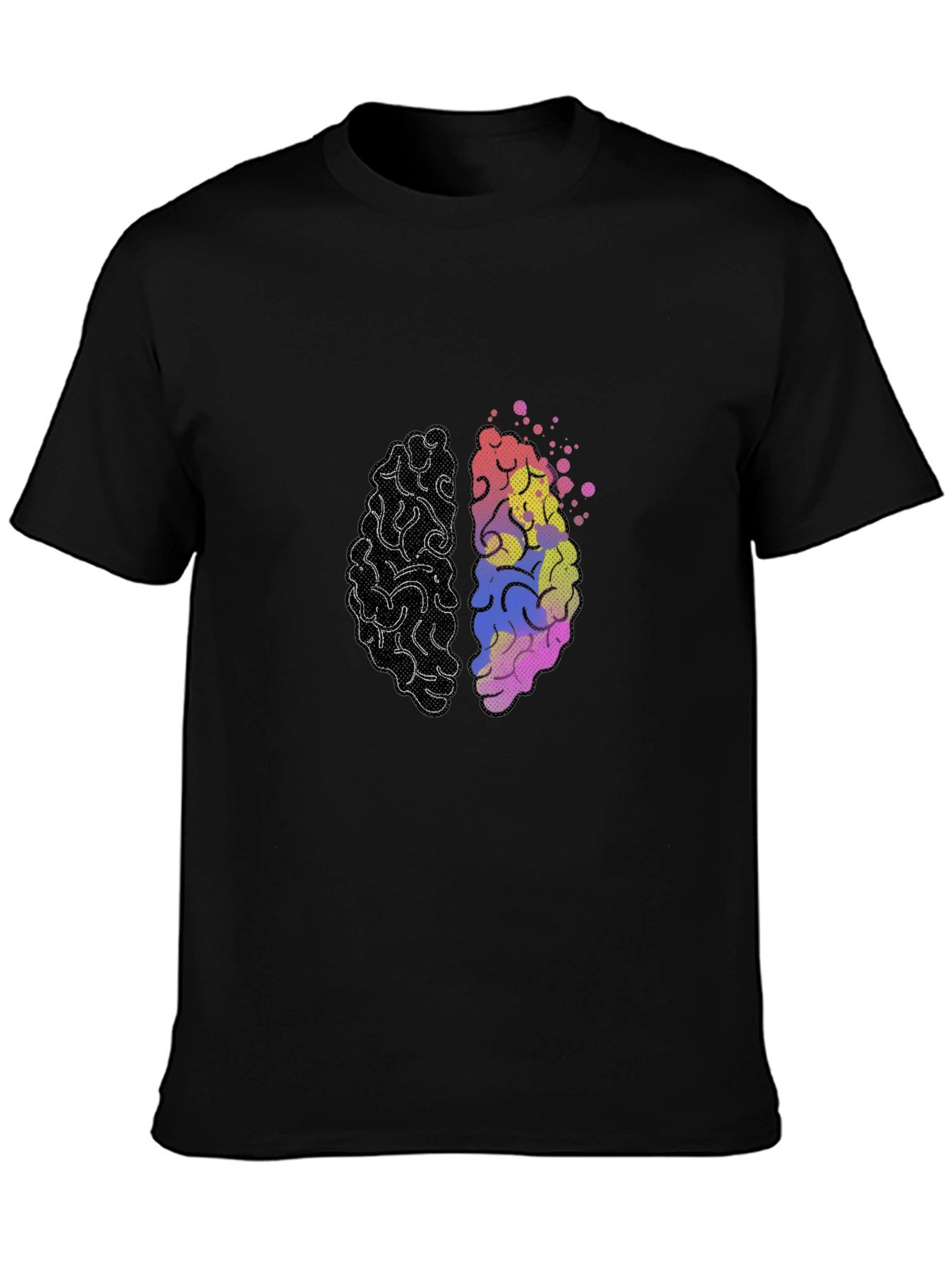 Black Brain Design T-Shirt - Left & Right Brain Graphic Tee view 3