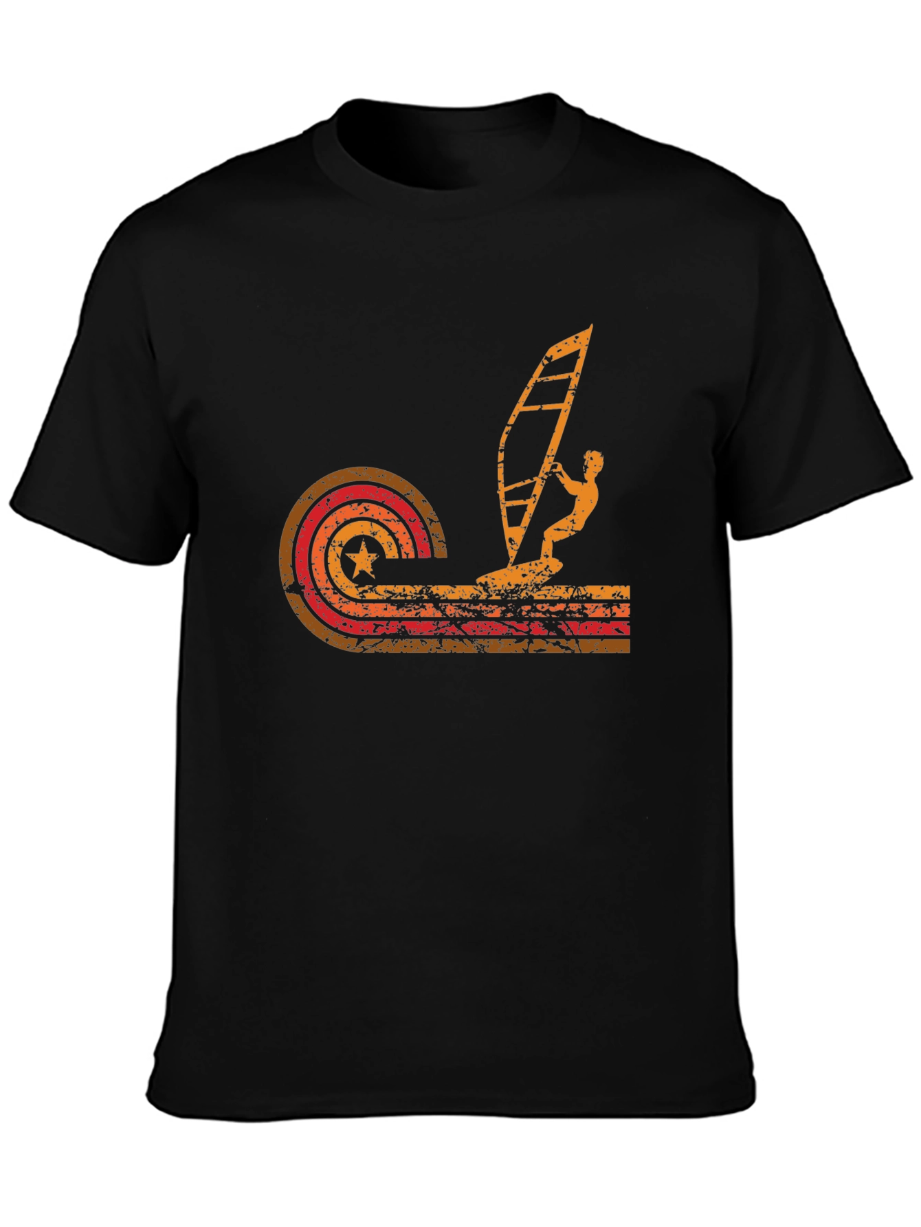 Black Retro Windsurfing T-Shirt - Black view 3