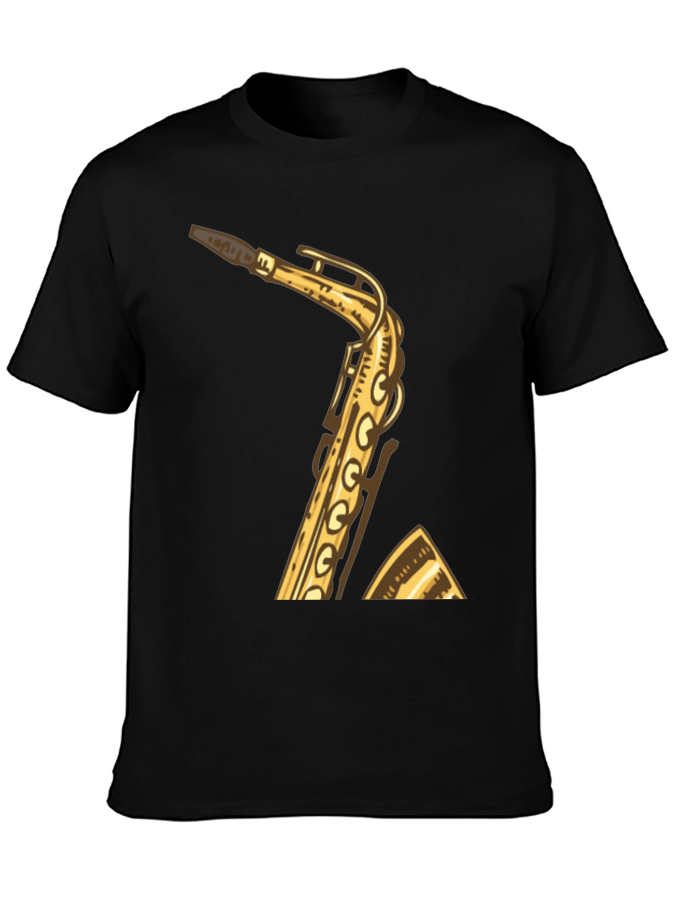 Black Saxophone Graphic Tee - Musician Style Shirt view 3