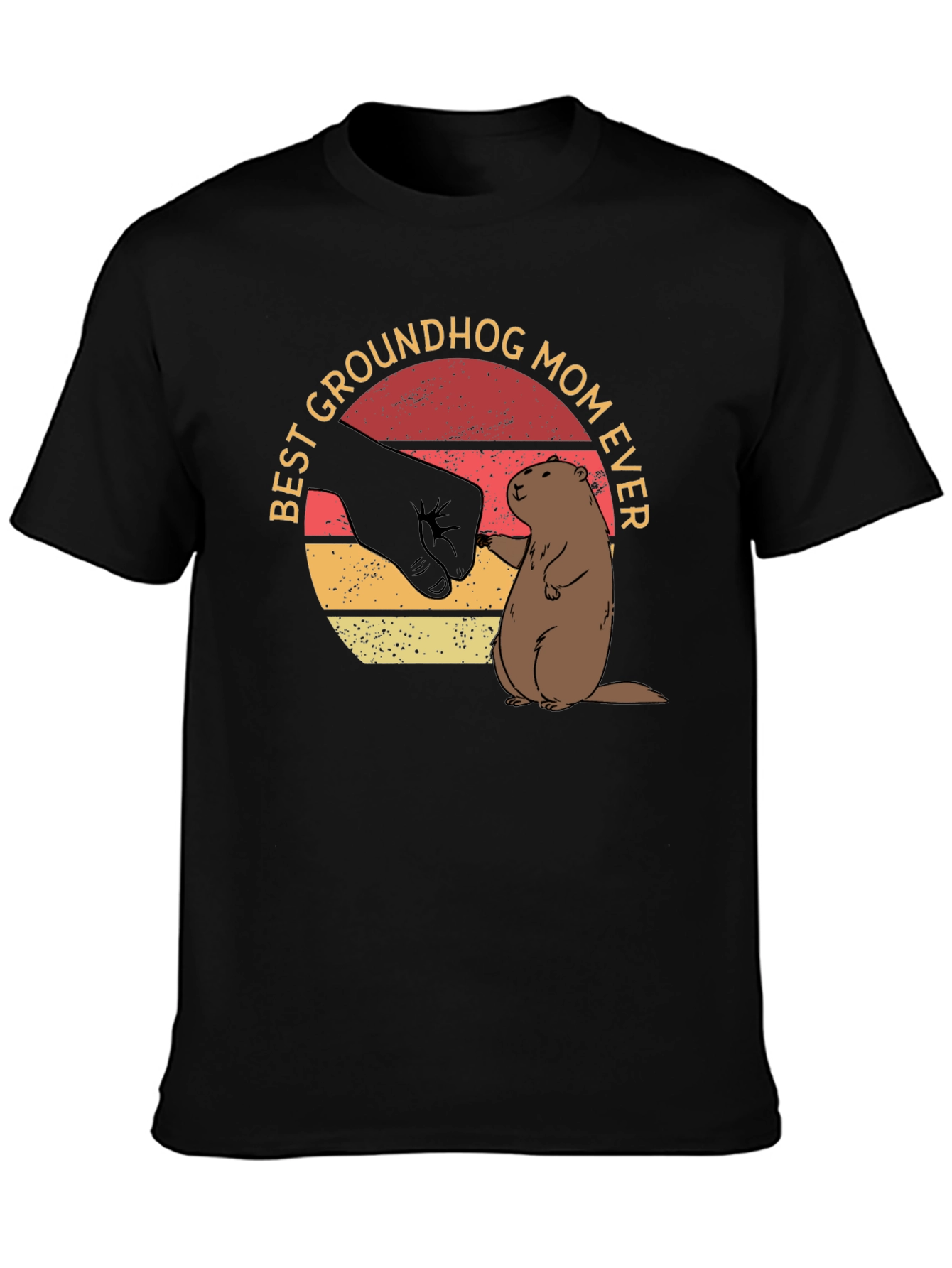 Black Best Groundhog Mom Ever T-Shirt view 3