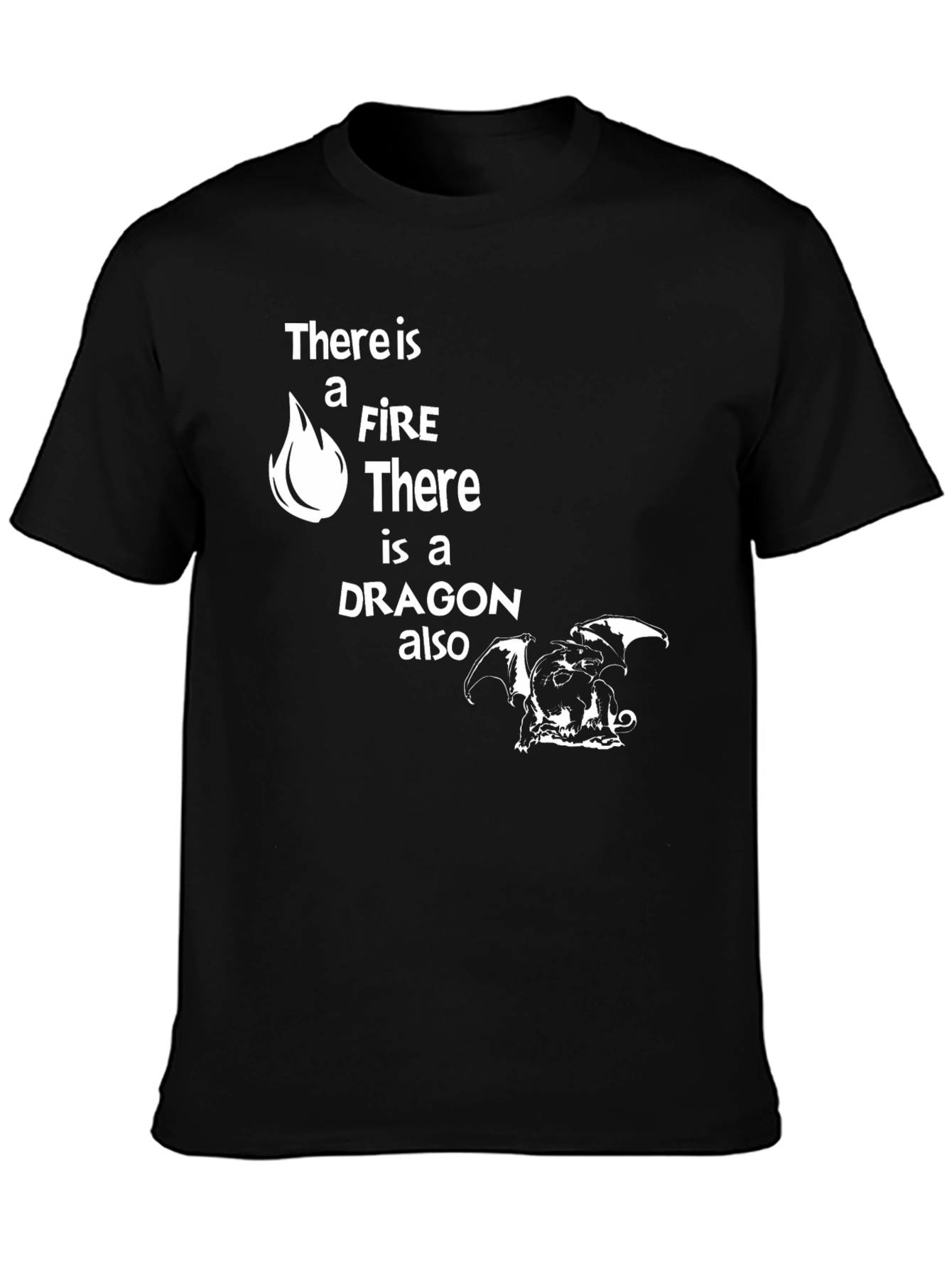 Black There is a Fire Dragon T-Shirt view 3
