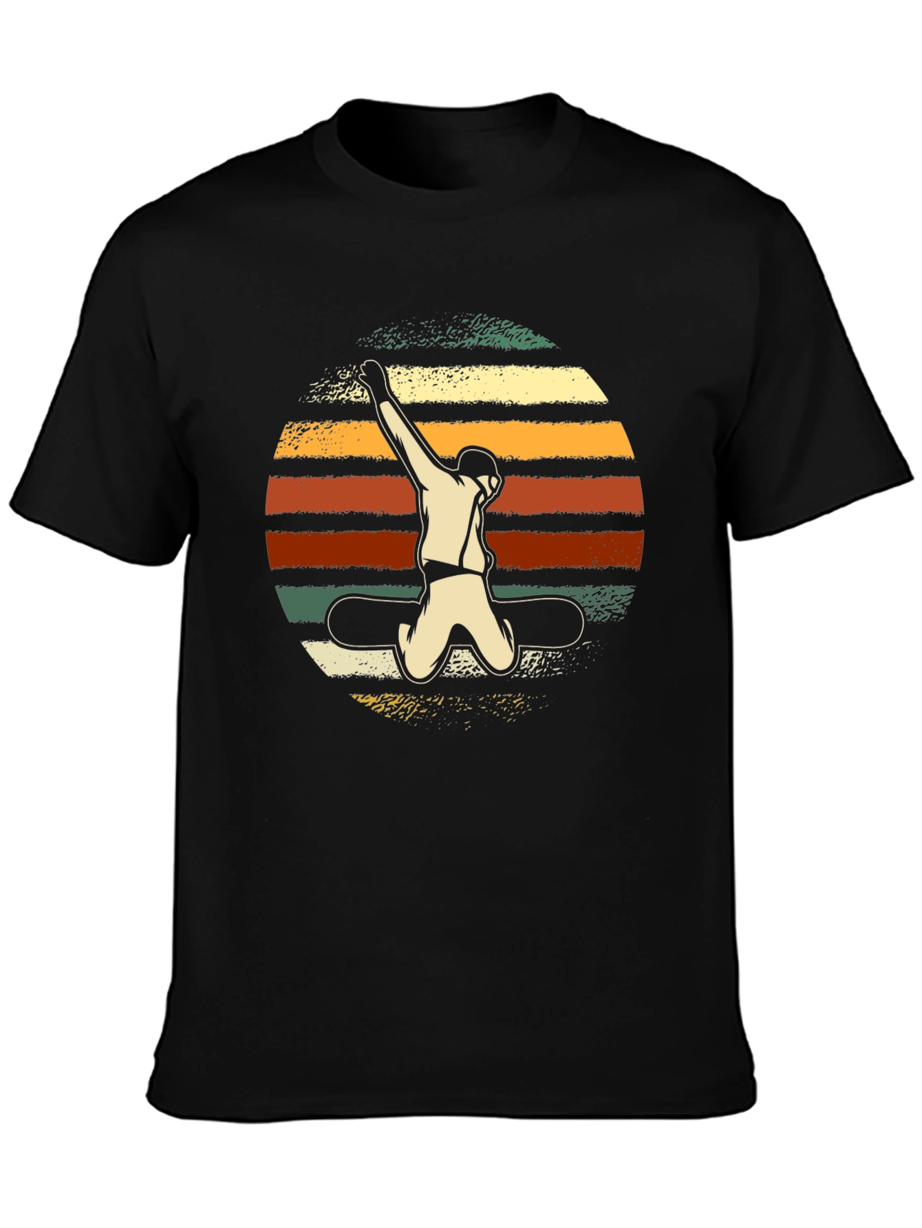 Black Retro Snowboarder T-Shirt - Vintage Style Black Tee view 3