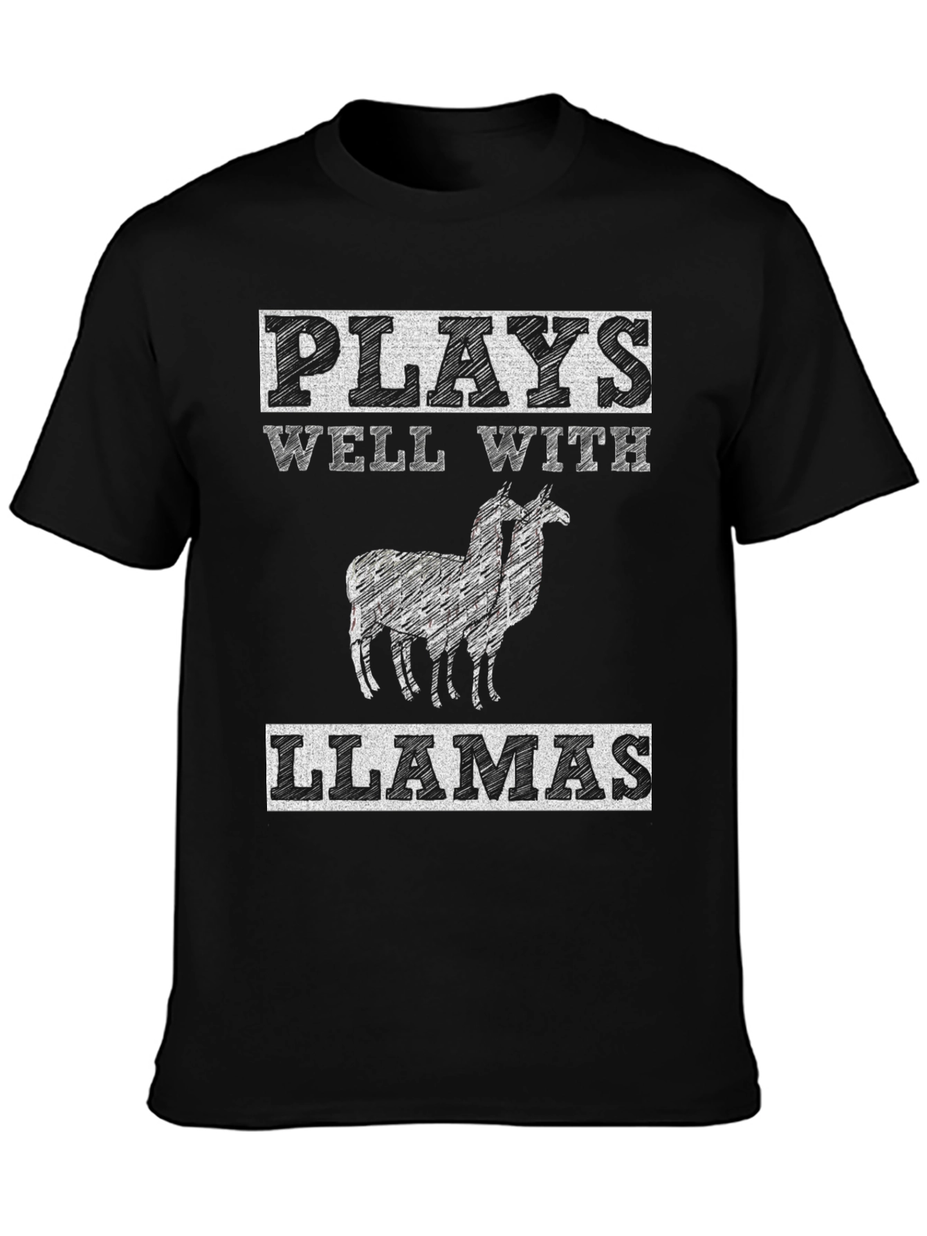 Black Plays Well with Llamas Graphic Tee view 3
