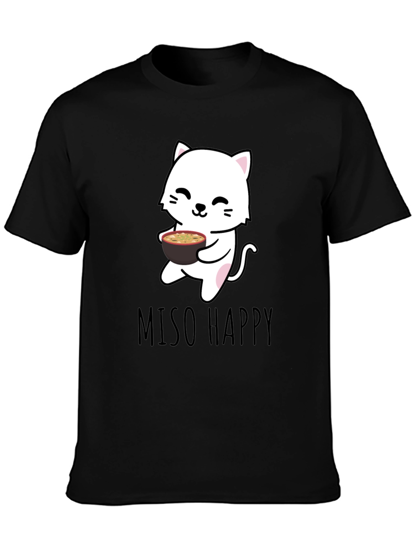 Black Miso Happy Cat T-Shirt - Black view 3