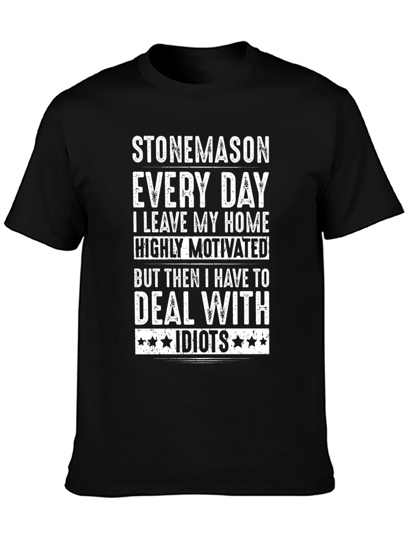 Black Stonemason Graphic Tee - Deal with Idiots T-Shirt view 3