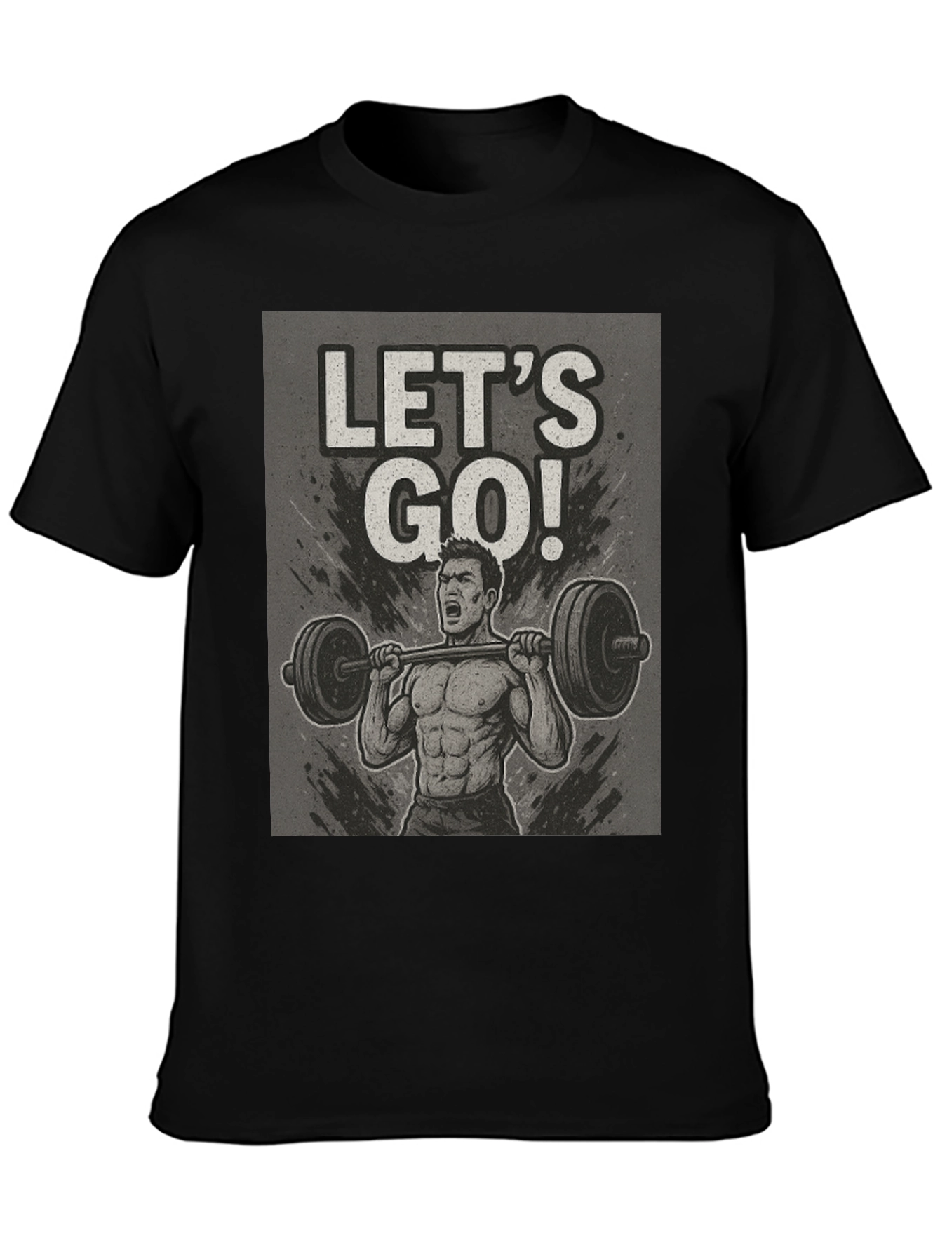 Black Let's Go Weightlifting Black T-Shirt view 3