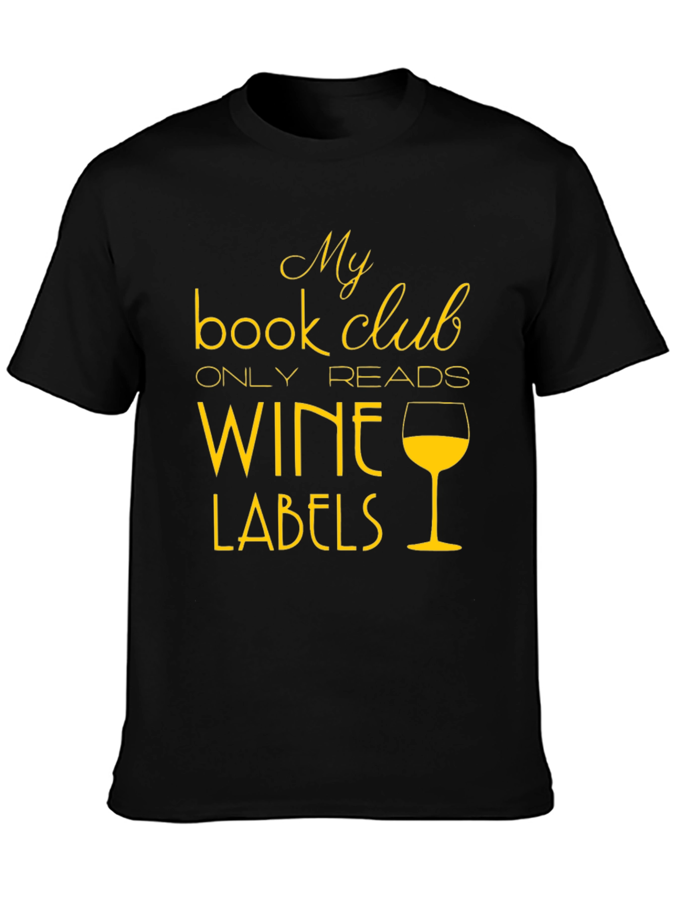 Black Wine Labels Book Club T-Shirt view 3