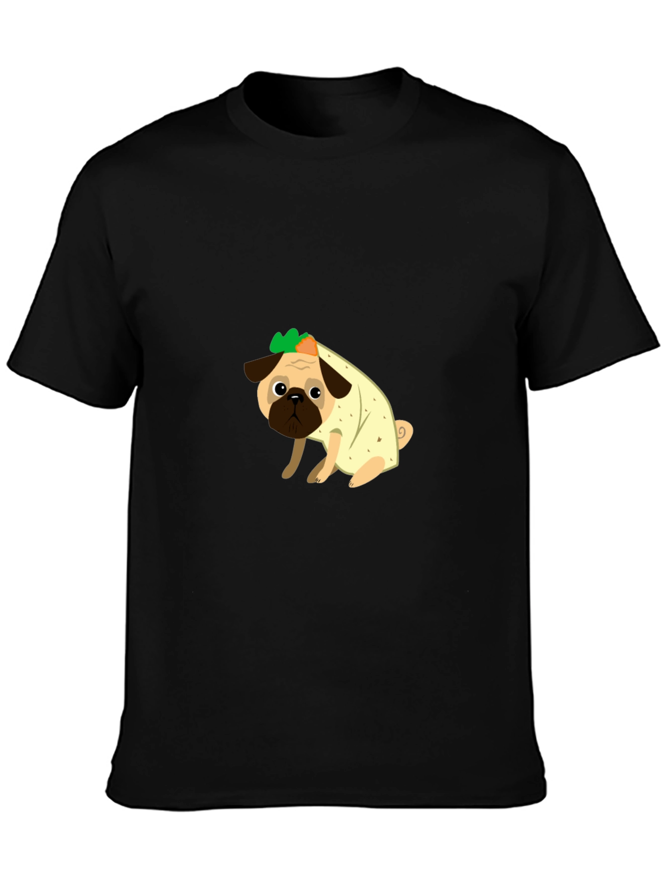 Black Pug Burrito T-Shirt - Cute Novelty Tee view 3