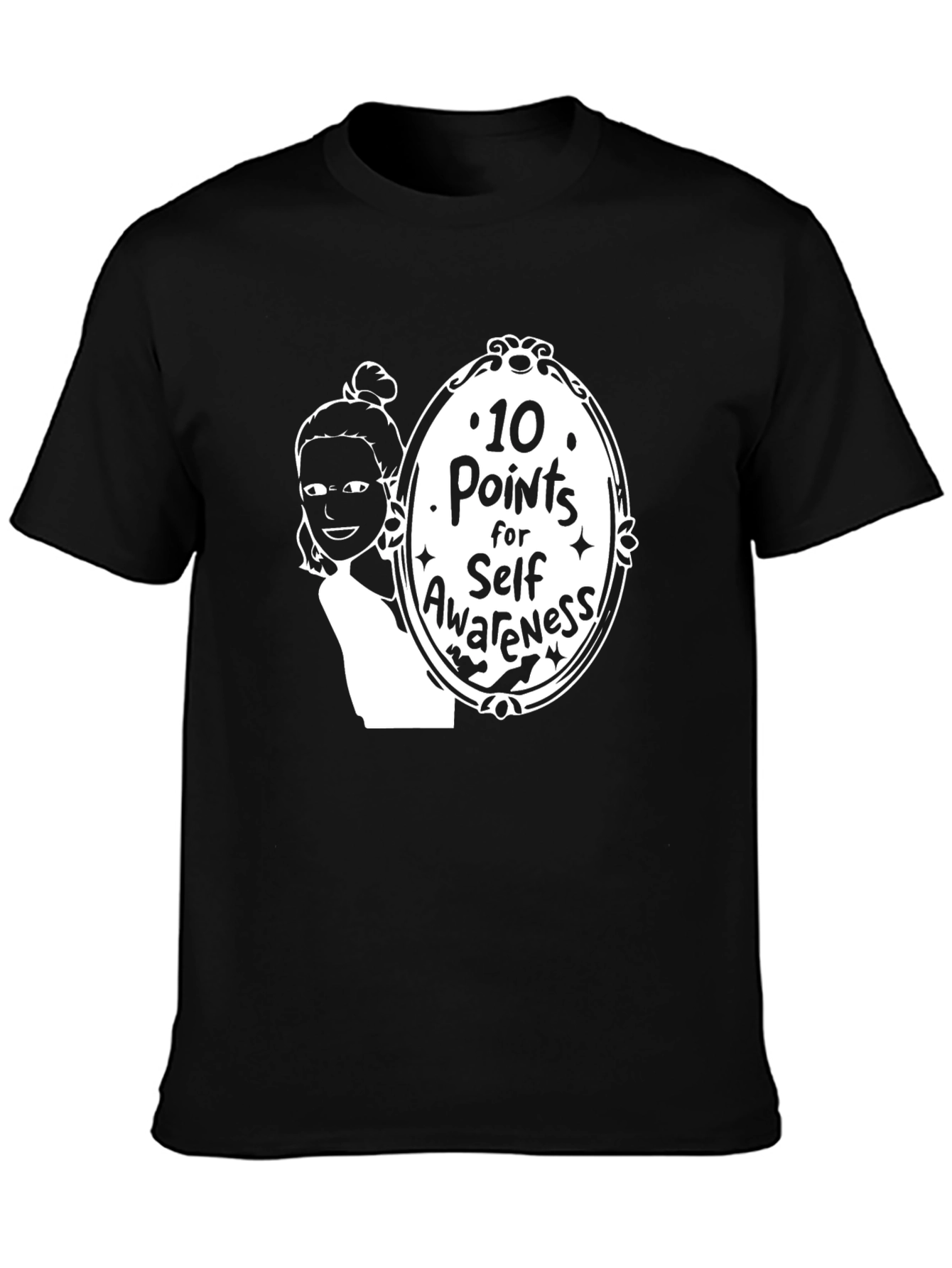 Black 10 Points for Self-Awareness Black Graphic Tee view 3
