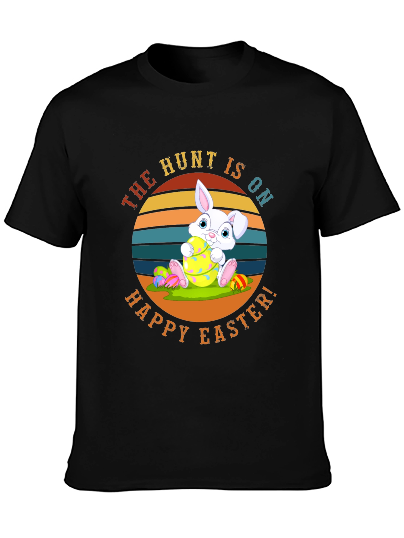 Black Happy Easter Bunny T-Shirt view 3
