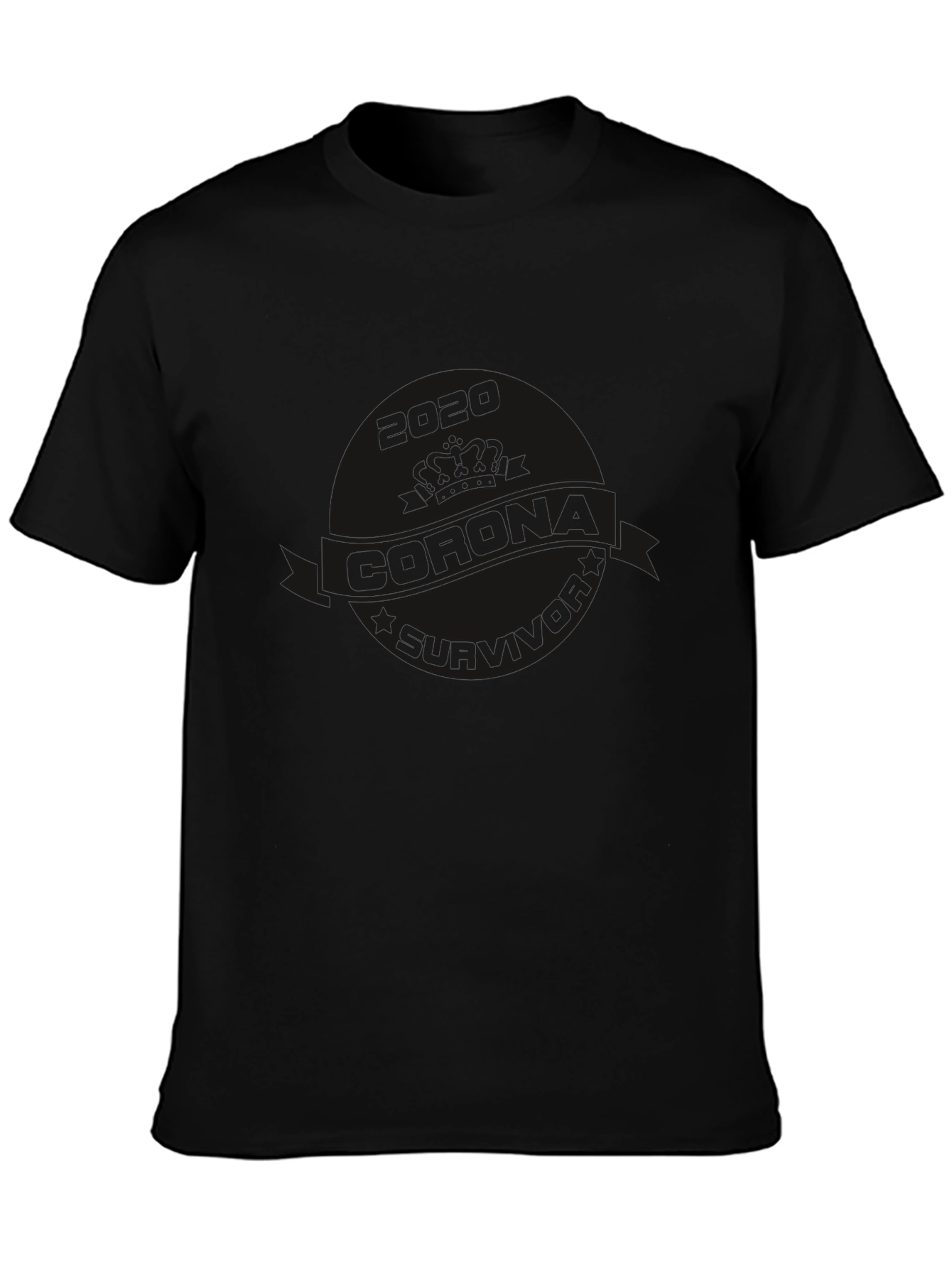 Black Men's Solid Black Casual Short Sleeve T-Shirt view 3