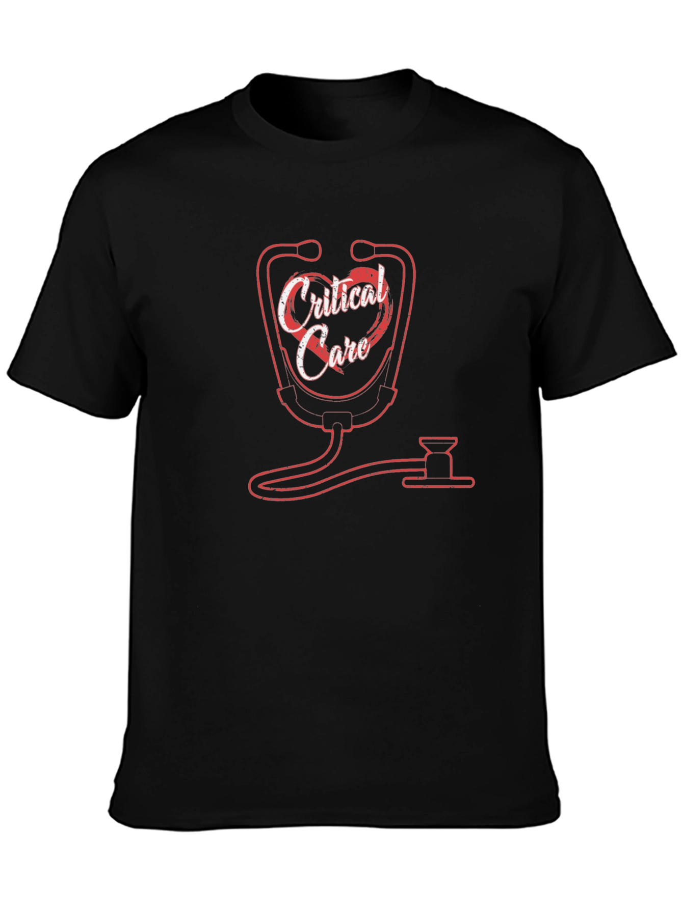 Black Critical Care Stethoscope Graphic T-Shirt view 3