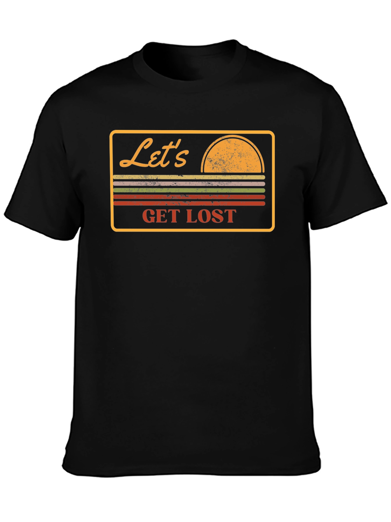 Black Let's Get Lost Retro Graphic T-Shirt view 3
