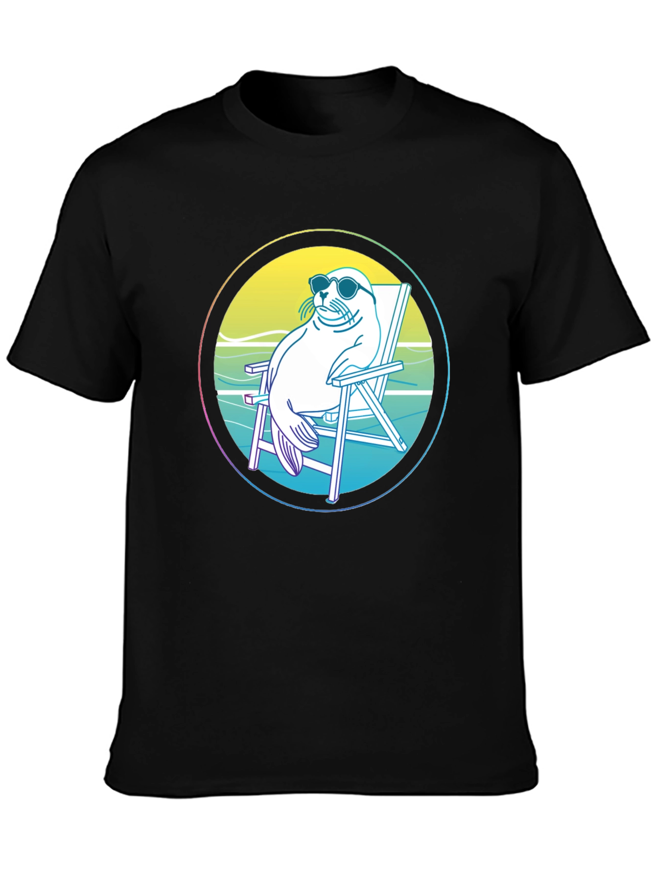 Black Relaxed Seal T-Shirt - Beach Vibes view 3