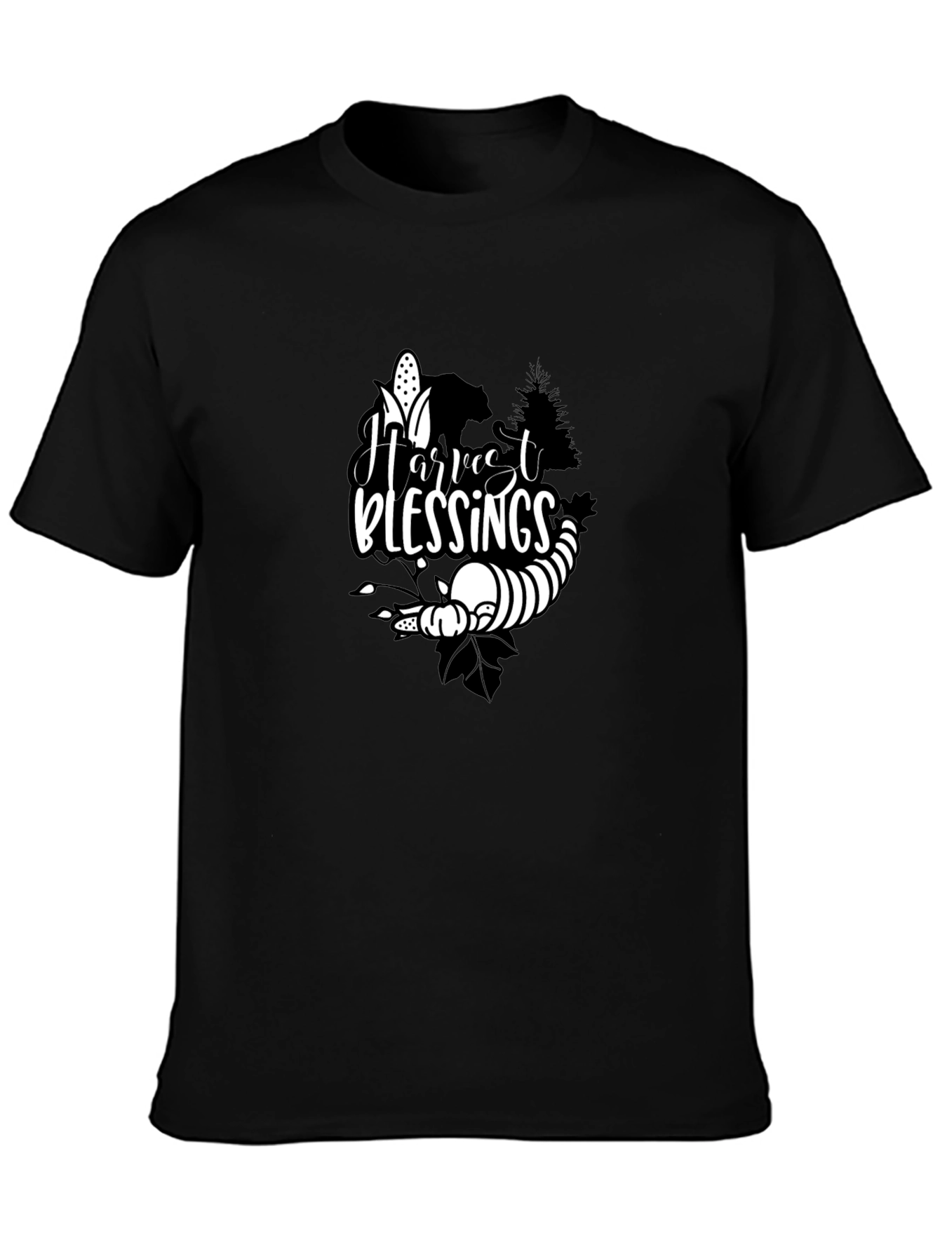 Black Harvest Blessings Black T-Shirt view 3