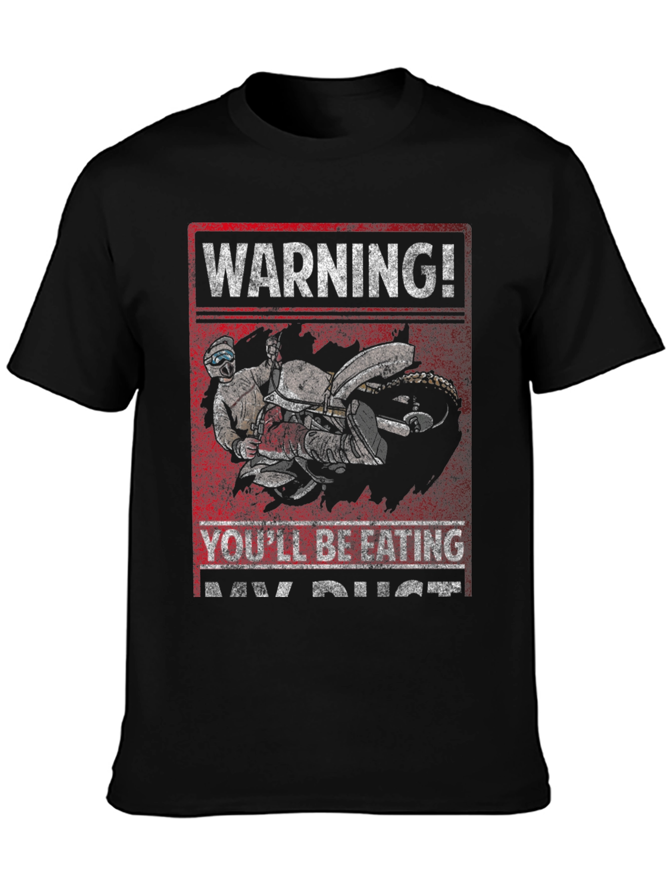 Black Warning Dirt Bike T-Shirt view 3