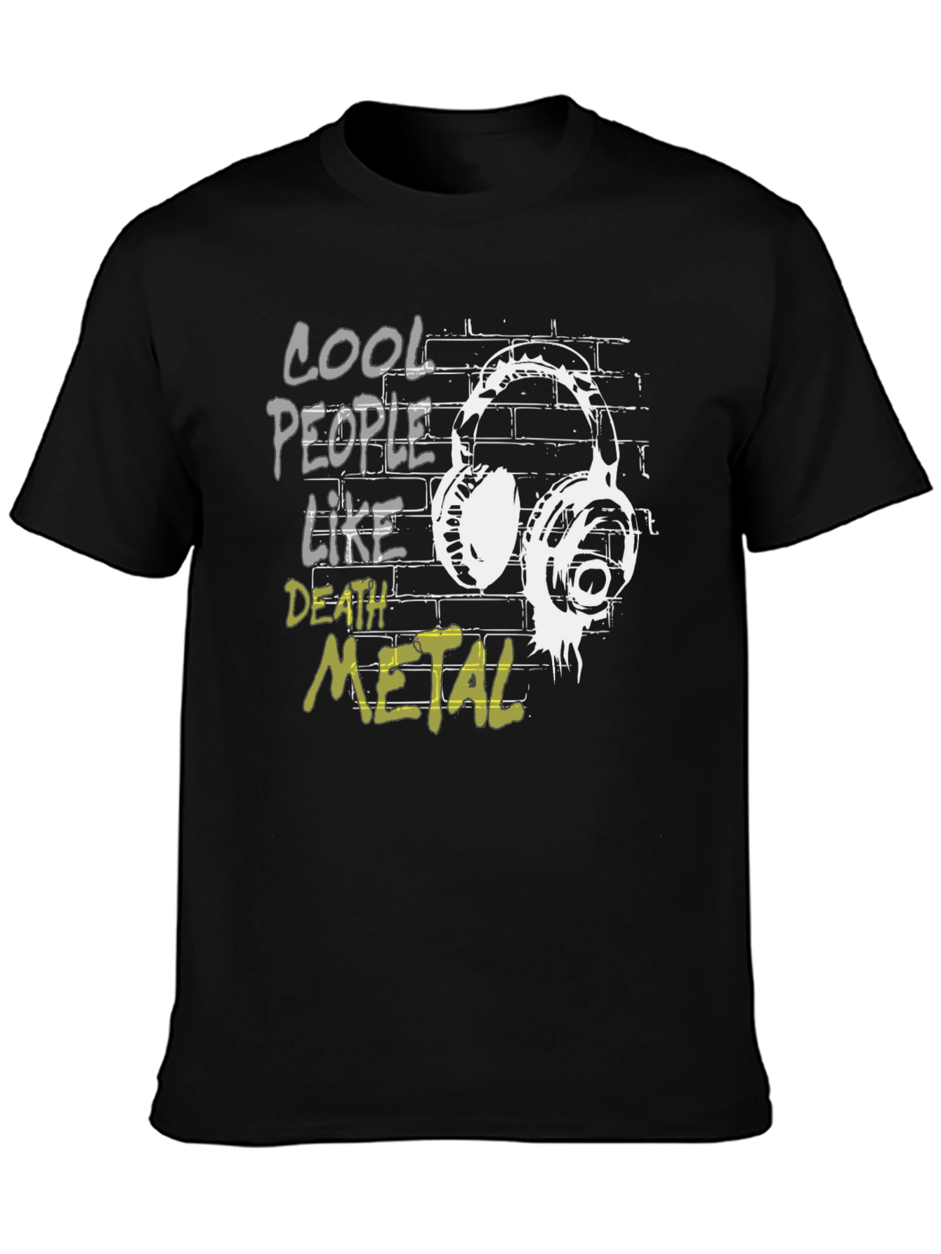Black Cool People Like Death Metal Graphic T-Shirt view 3