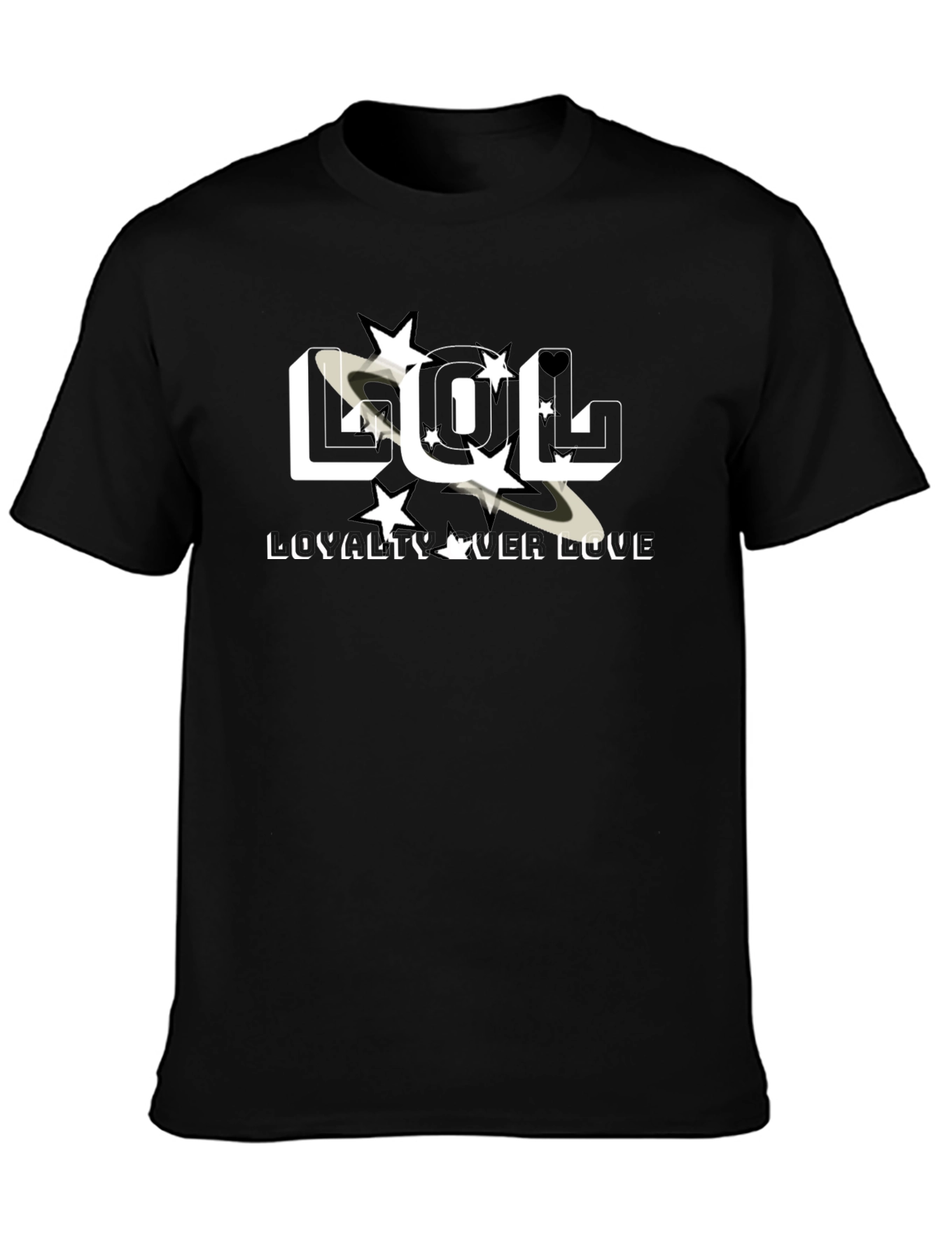 Black LOL Loyalty Over Love Graphic Print T-Shirt view 3
