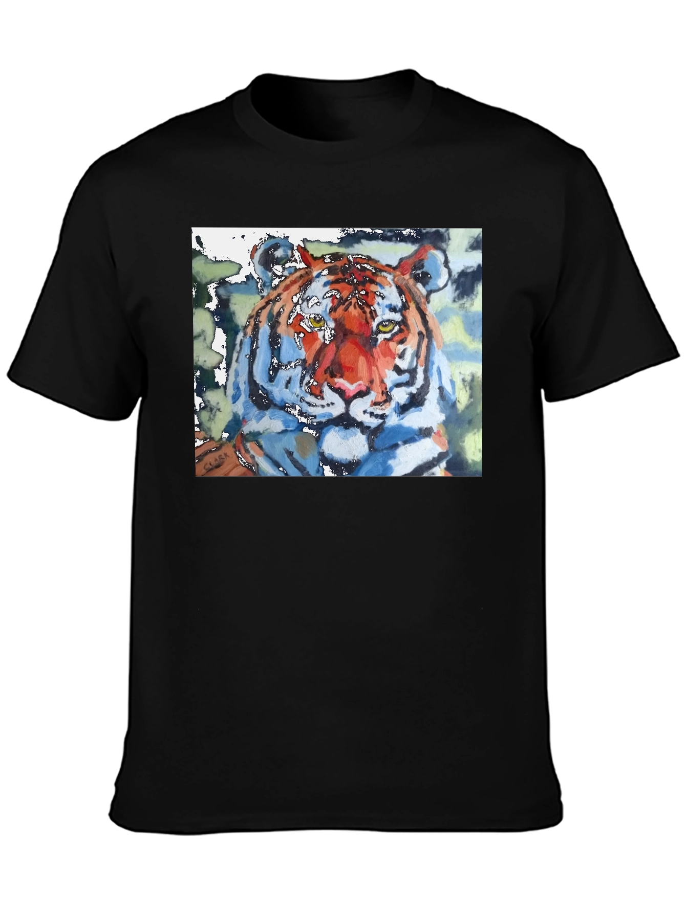 Black Tiger Watercolor Art Graphic T-Shirt view 3