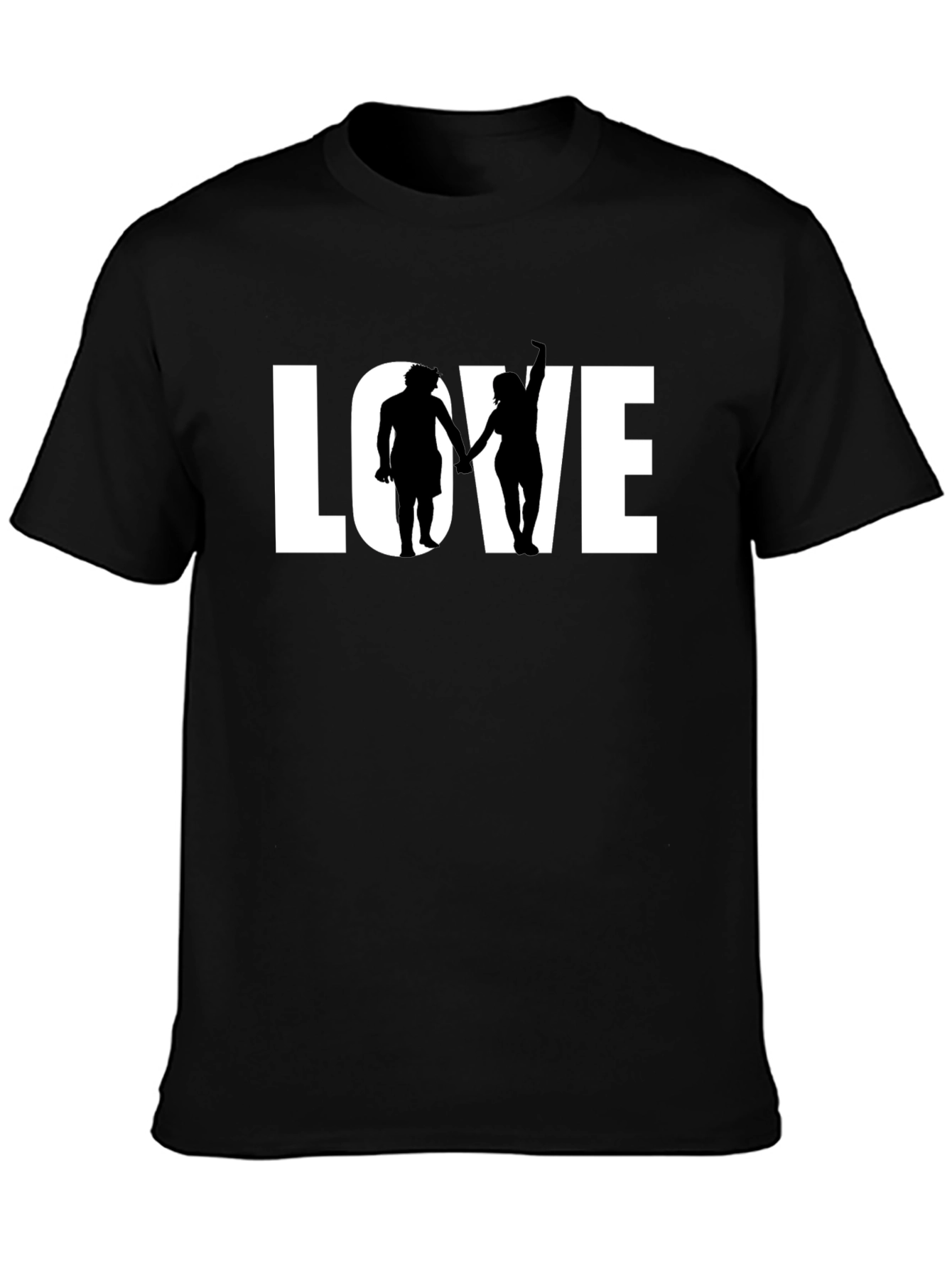 Black LOVE Graphic Tee - Couple Silhouette Black T-Shirt view 3