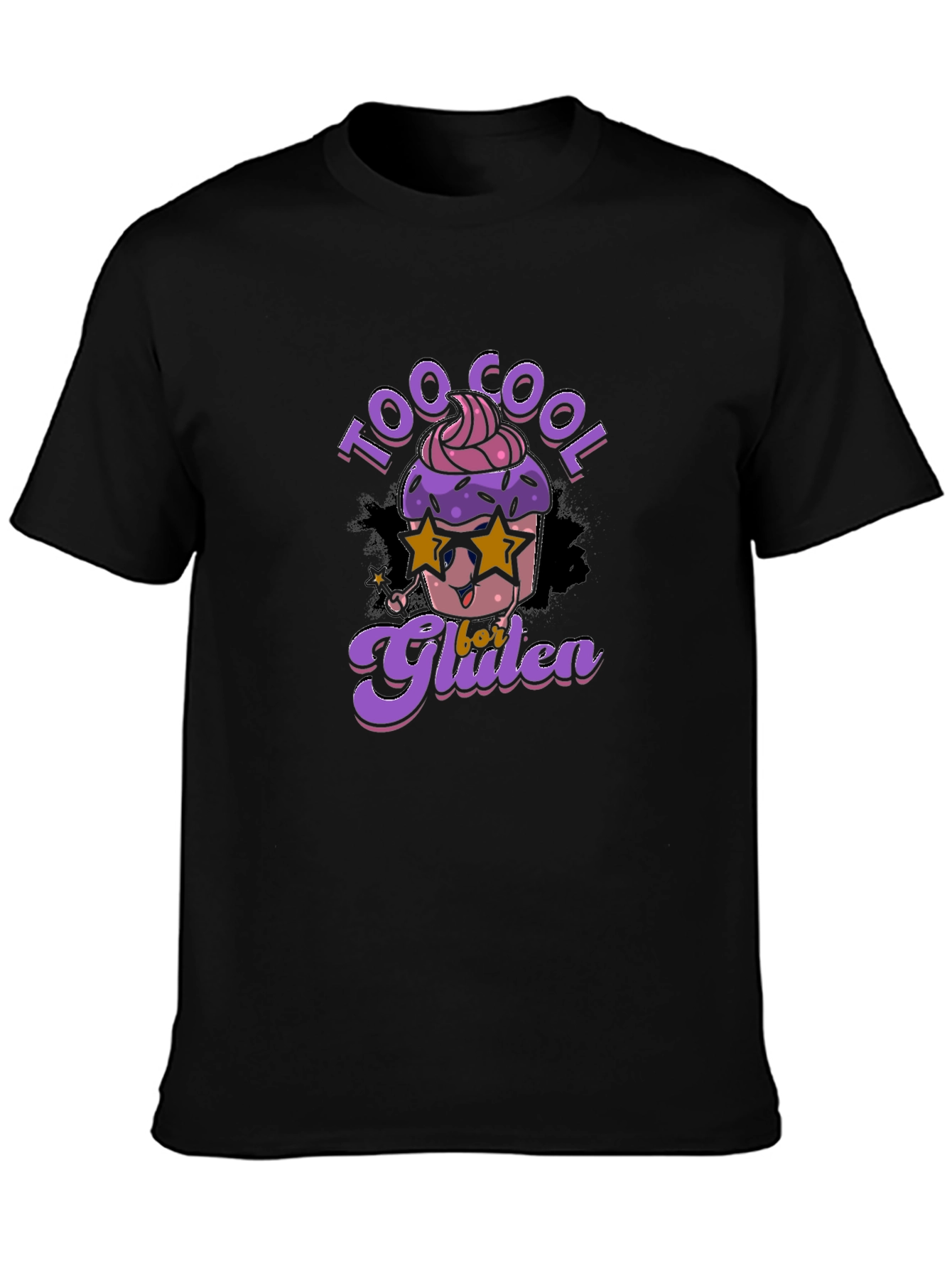 Black Too Cool for Gluten Black T-Shirt view 3