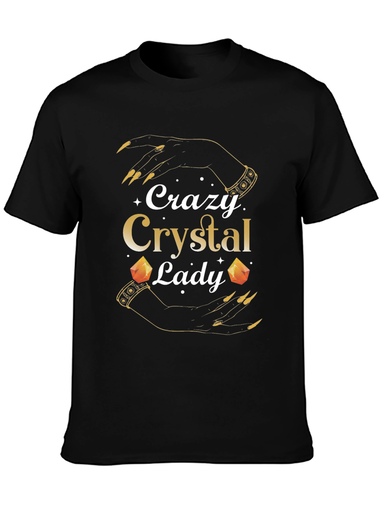 Black Crazy Crystal Lady Graphic T-Shirt - Unique Design view 3