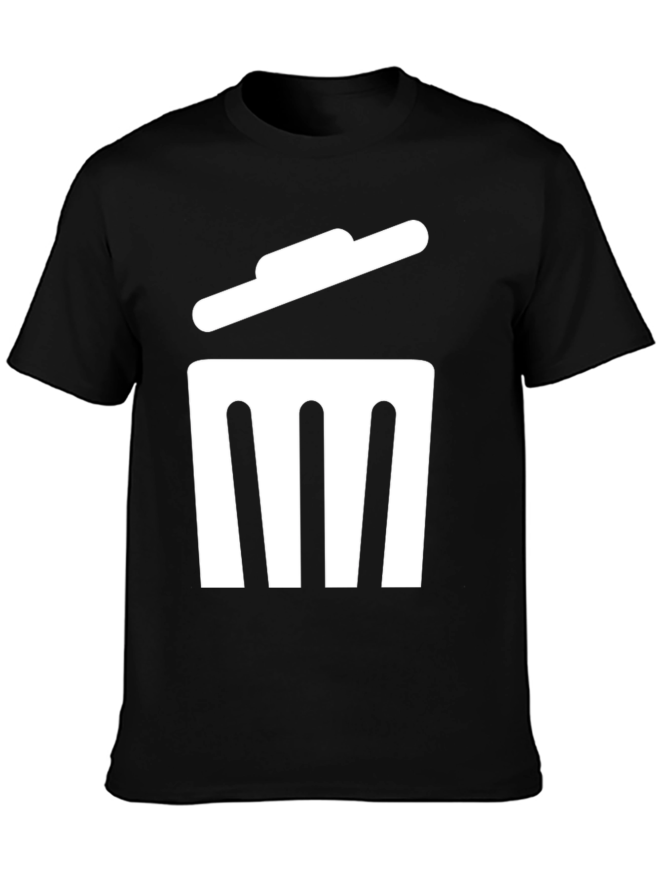 Black Trash Can Graphic T-Shirt - Black Cotton Tee view 3