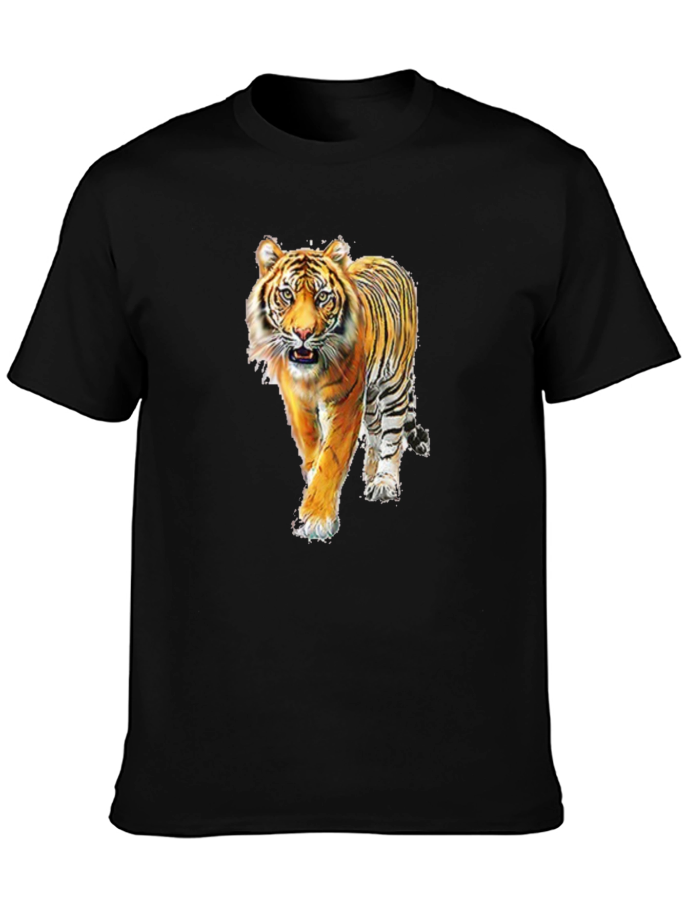 Black Tiger Graphic Print Black T-Shirt view 3