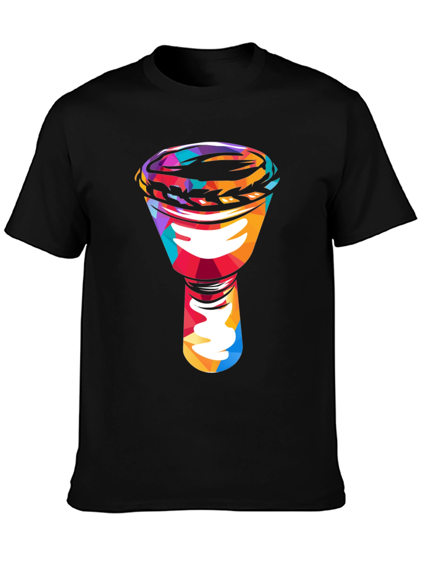 Black Colorful Darbuka Drum Graphic T-Shirt view 3
