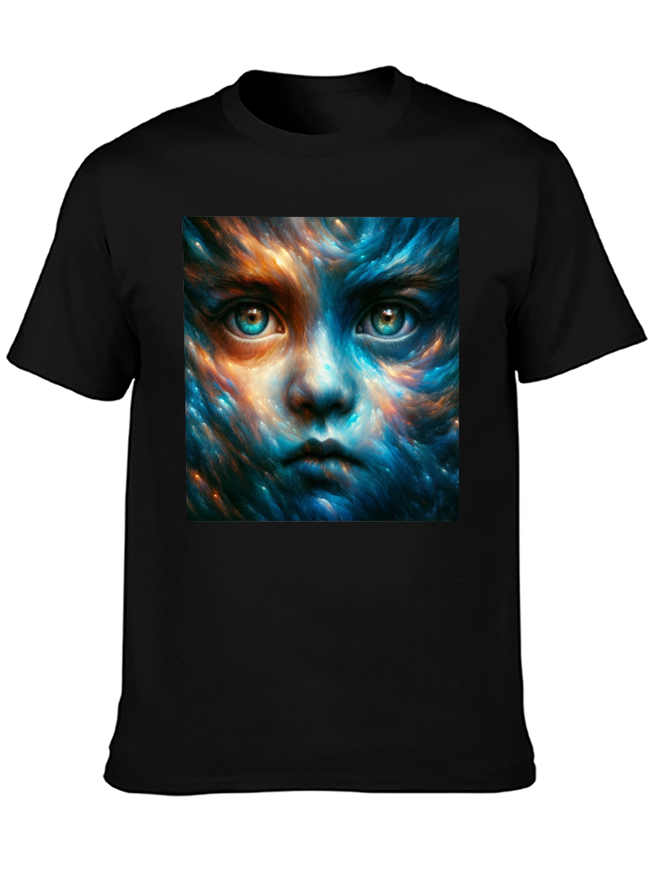Black Mystic Face Graphic Black T-Shirt view 3