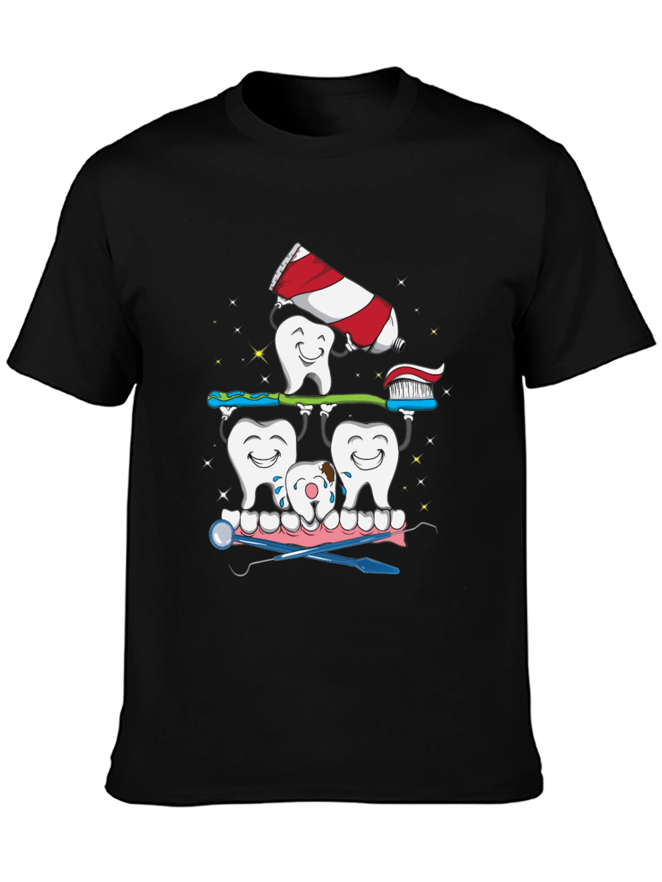 Black Dental Cartoon T-Shirt view 3